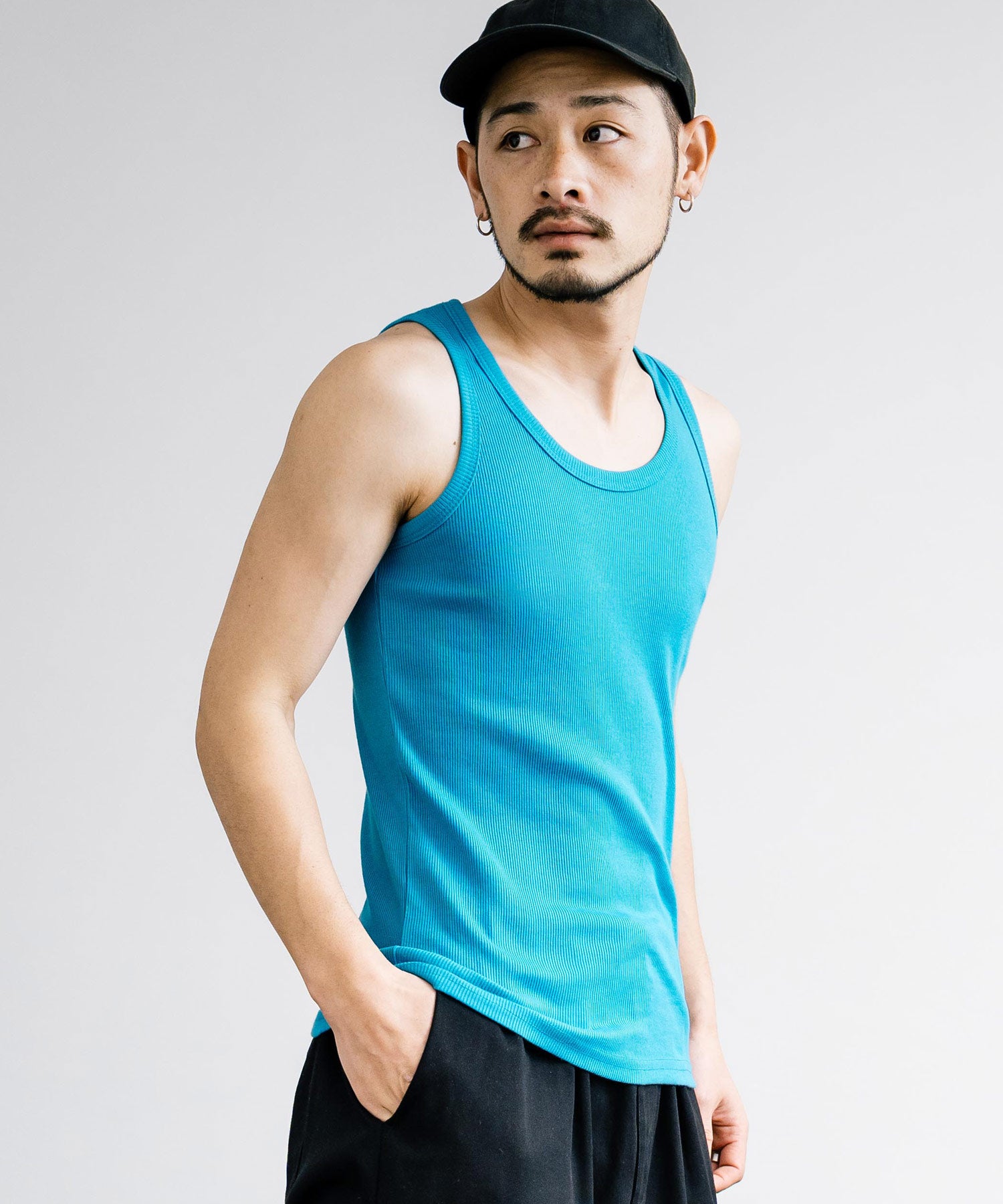 Rocky Monroe Tank Top Men's Sleeveless Casual White black gray Ribbed Inner Plain Simple Stretchable Stretch Layering Training Muscle Training Gym Sports