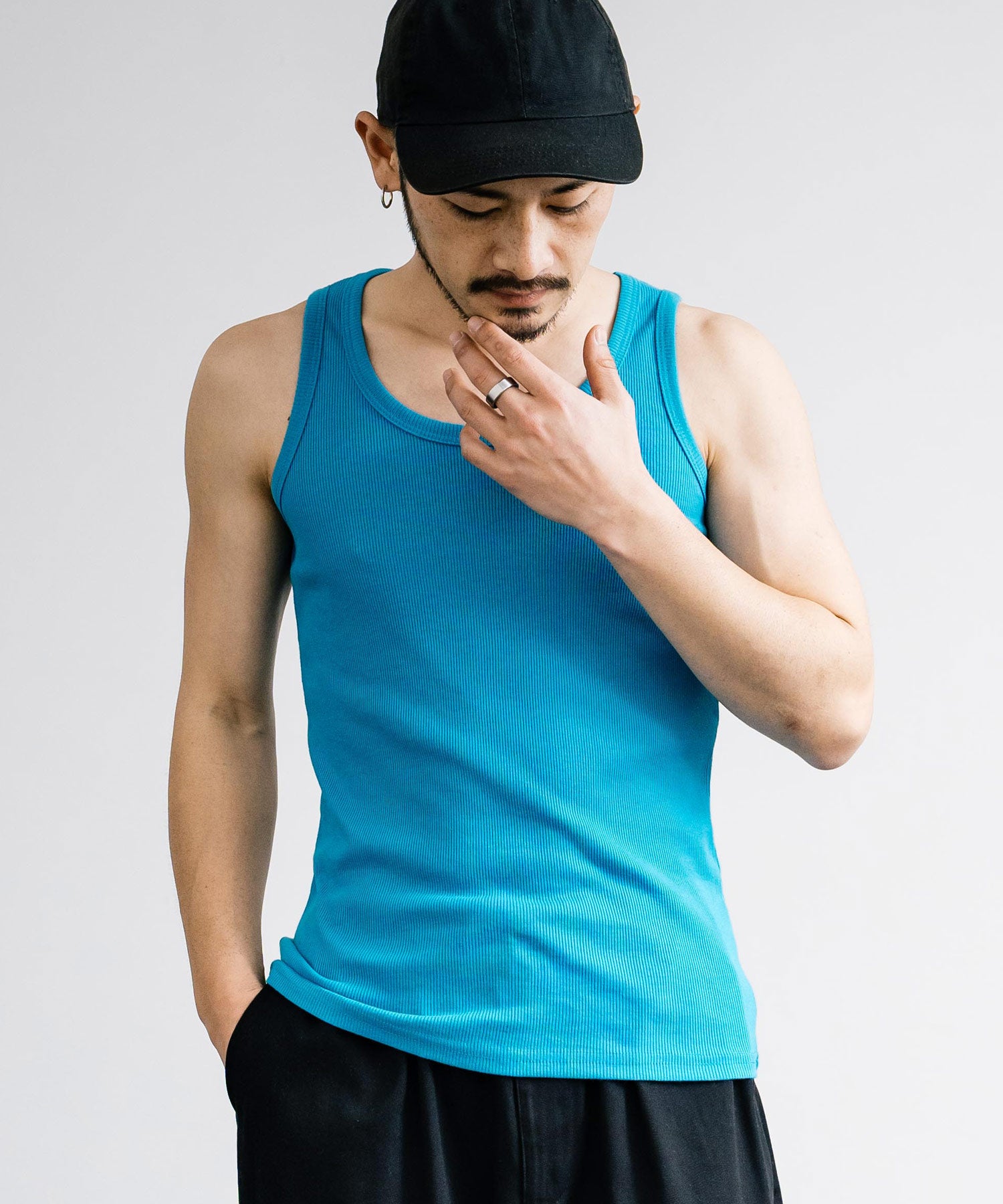 Rocky Monroe Tank Top Men's Sleeveless Casual White black gray Ribbed Inner Plain Simple Stretchable Stretch Layering Training Muscle Training Gym Sports