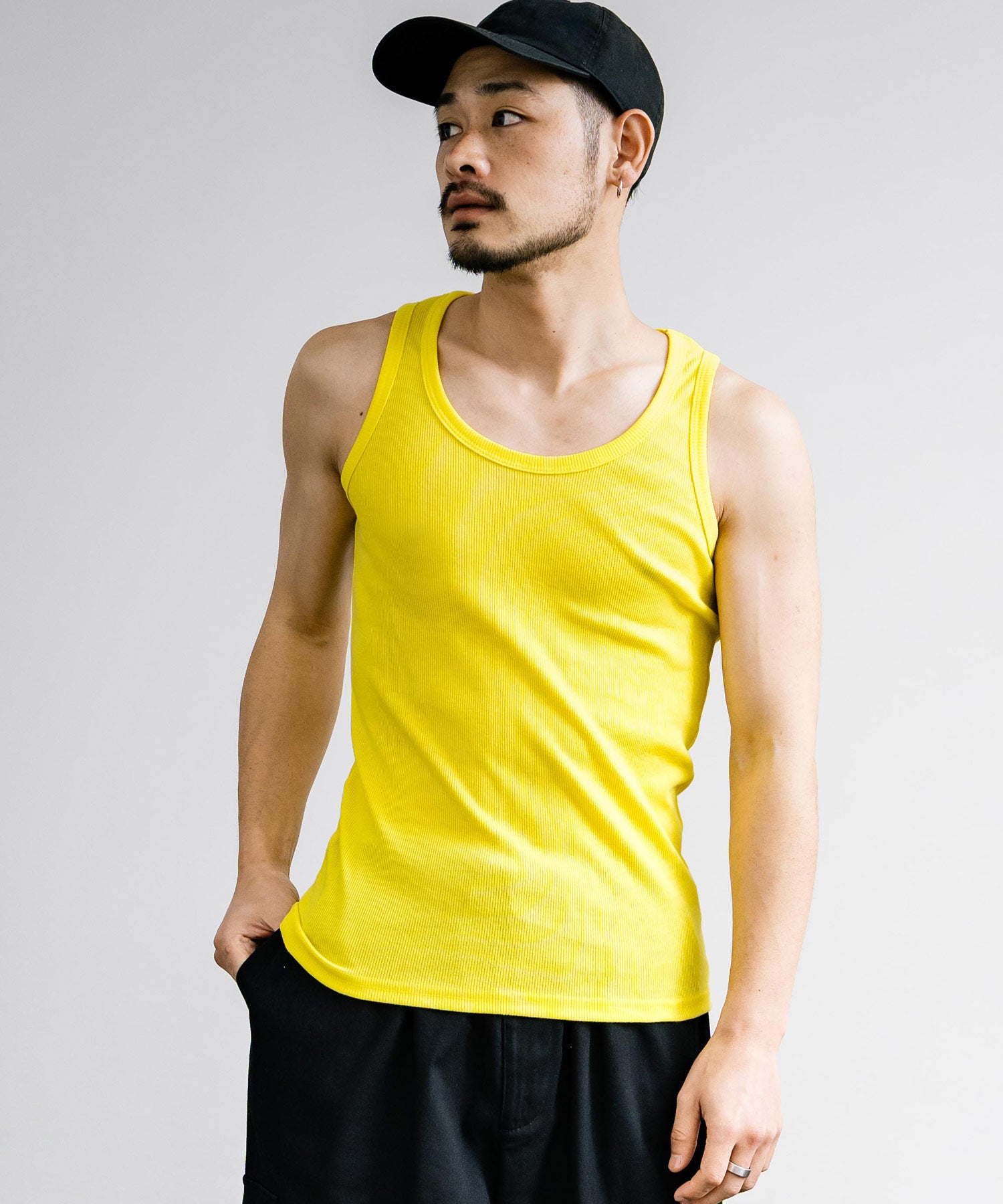 Rocky Monroe Tank Top Men's Sleeveless Casual White black gray Ribbed Inner Plain Simple Stretchable Stretch Layering Training Muscle Training Gym Sports