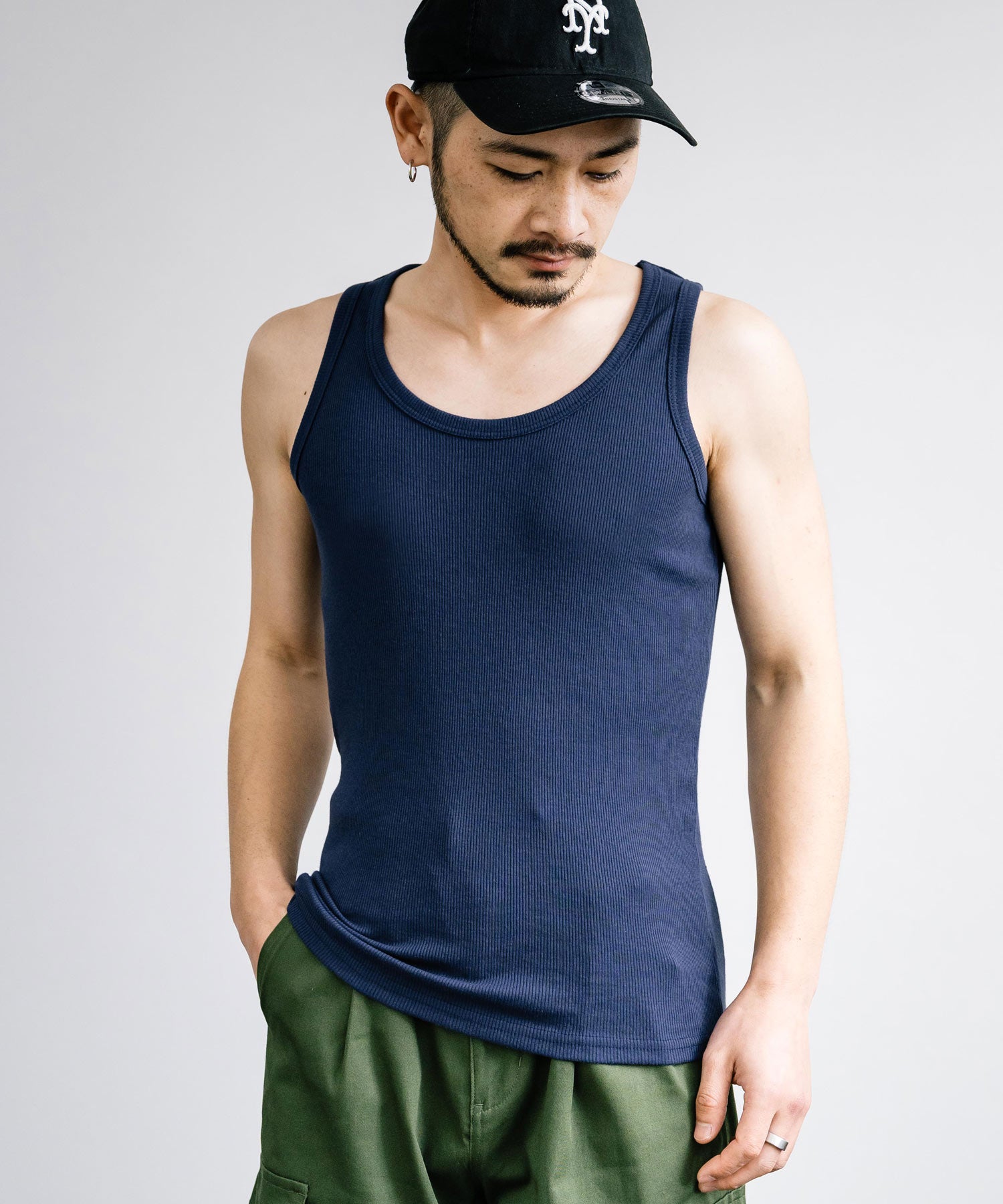 Rocky Monroe Tank Top Men's Sleeveless Casual White black gray Ribbed Inner Plain Simple Stretchable Stretch Layering Training Muscle Training Gym Sports