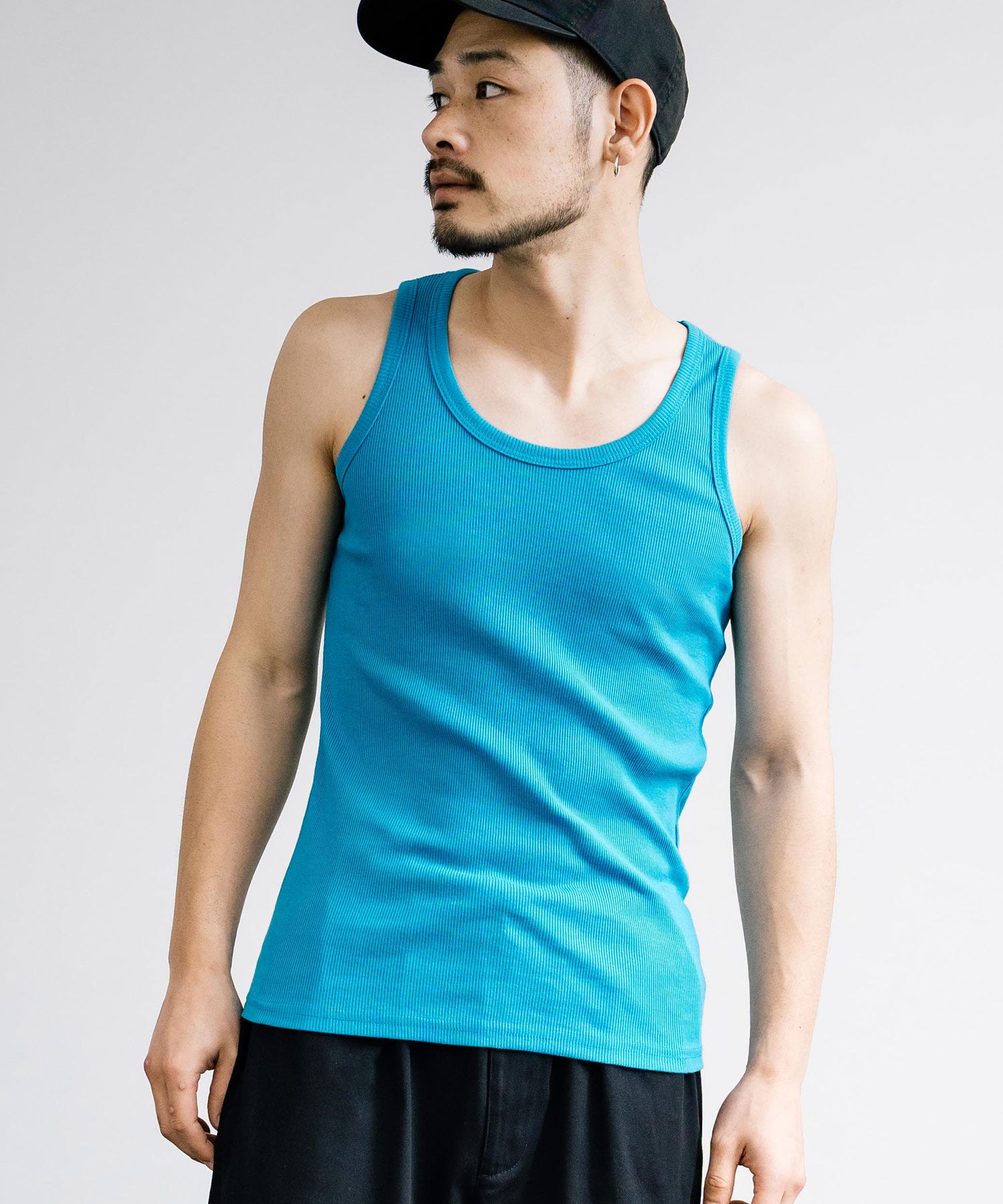 Rocky Monroe Tank Top Men's Sleeveless Casual White black gray Ribbed Inner Plain Simple Stretchable Stretch Layering Training Muscle Training Gym Sports