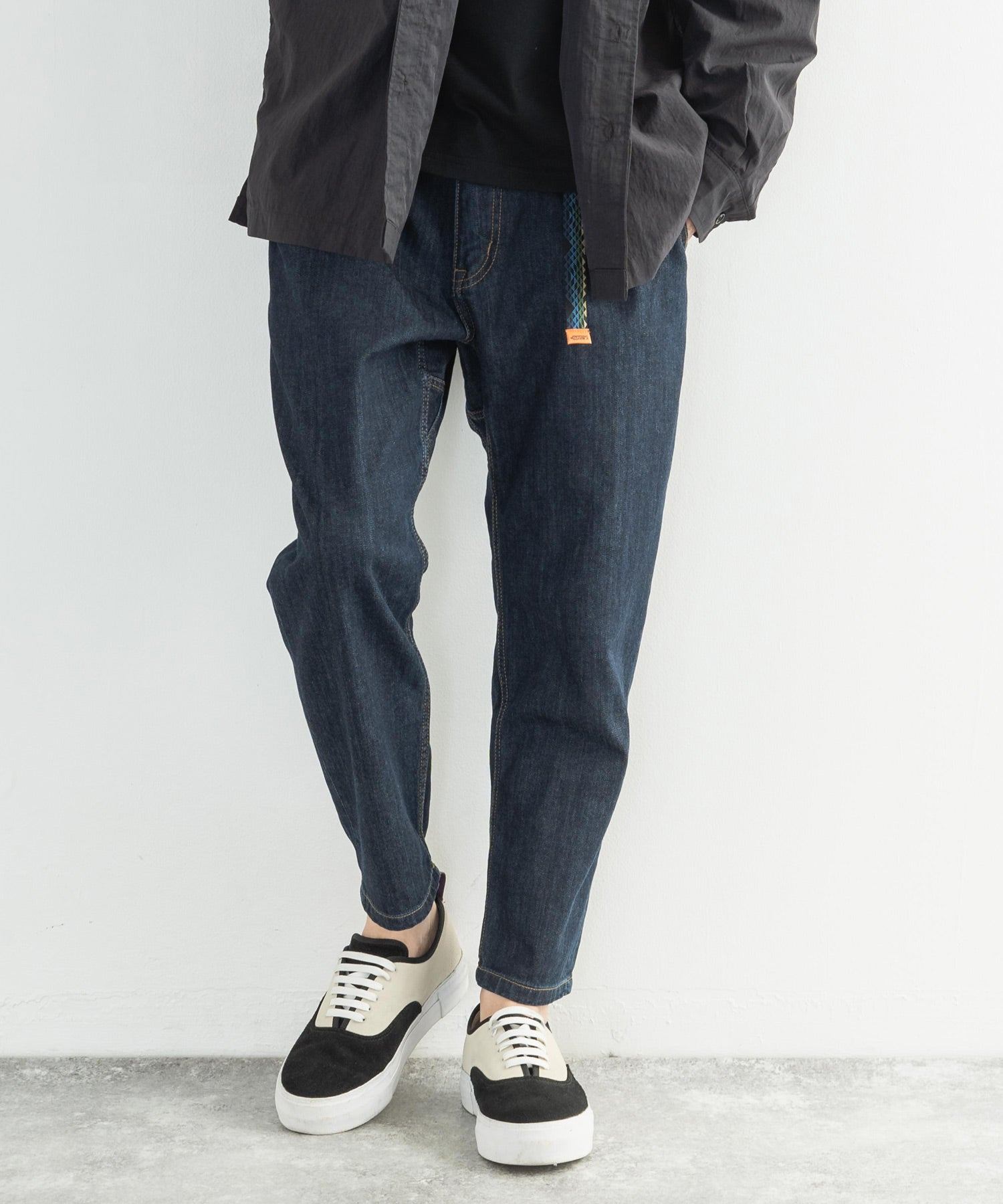 ロッキーモンロー Rocky Monroe クライミングパンツ メンズ テーパード デニム ストレッチ ジーンズ ジーパン イージー 9分丈 アンクル ナロー ライクラ アウトドア キャンプ スポーツ K,2036.リジッド