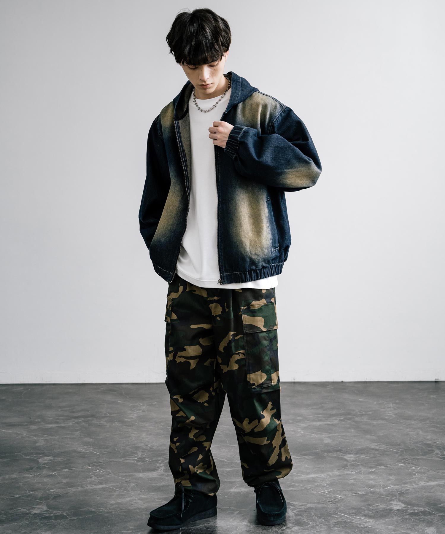 ロッキーモンロー Rocky Monroe カーゴパンツ ワイド メンズ レディース イージー オーバーサイズ ルーズ 裾紐 バルーン 迷彩 ペイズリー 柄パンツ  ミリタリー ストリート 14224