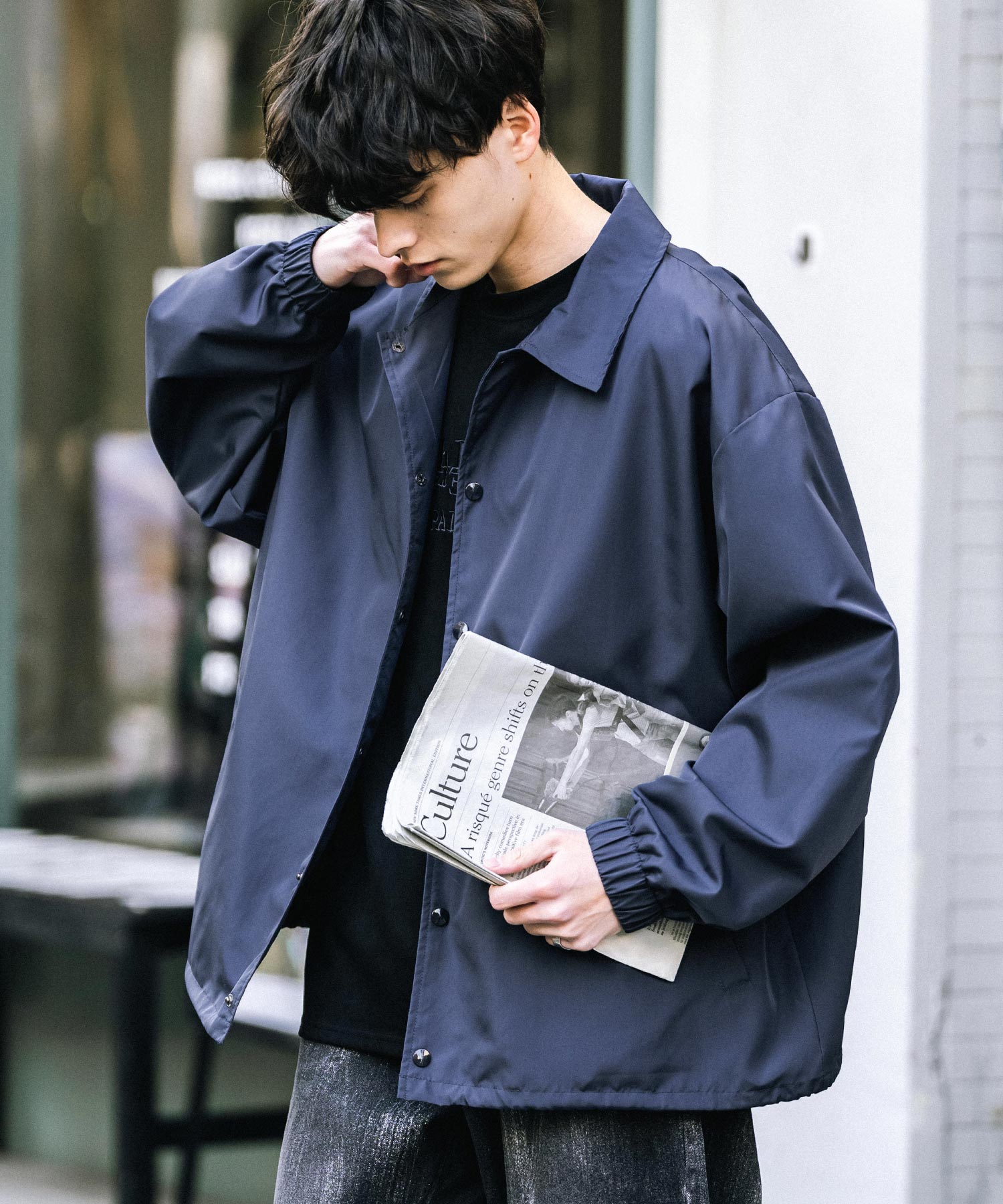 ロッキーモンロー Rocky Monroe コーチジャケット ライトアウター ブルゾン メンズ レディース オーバーサイズ ドローストリング 無地 耐久性 撥水 DEWSPO デュスポ 韓国 13953