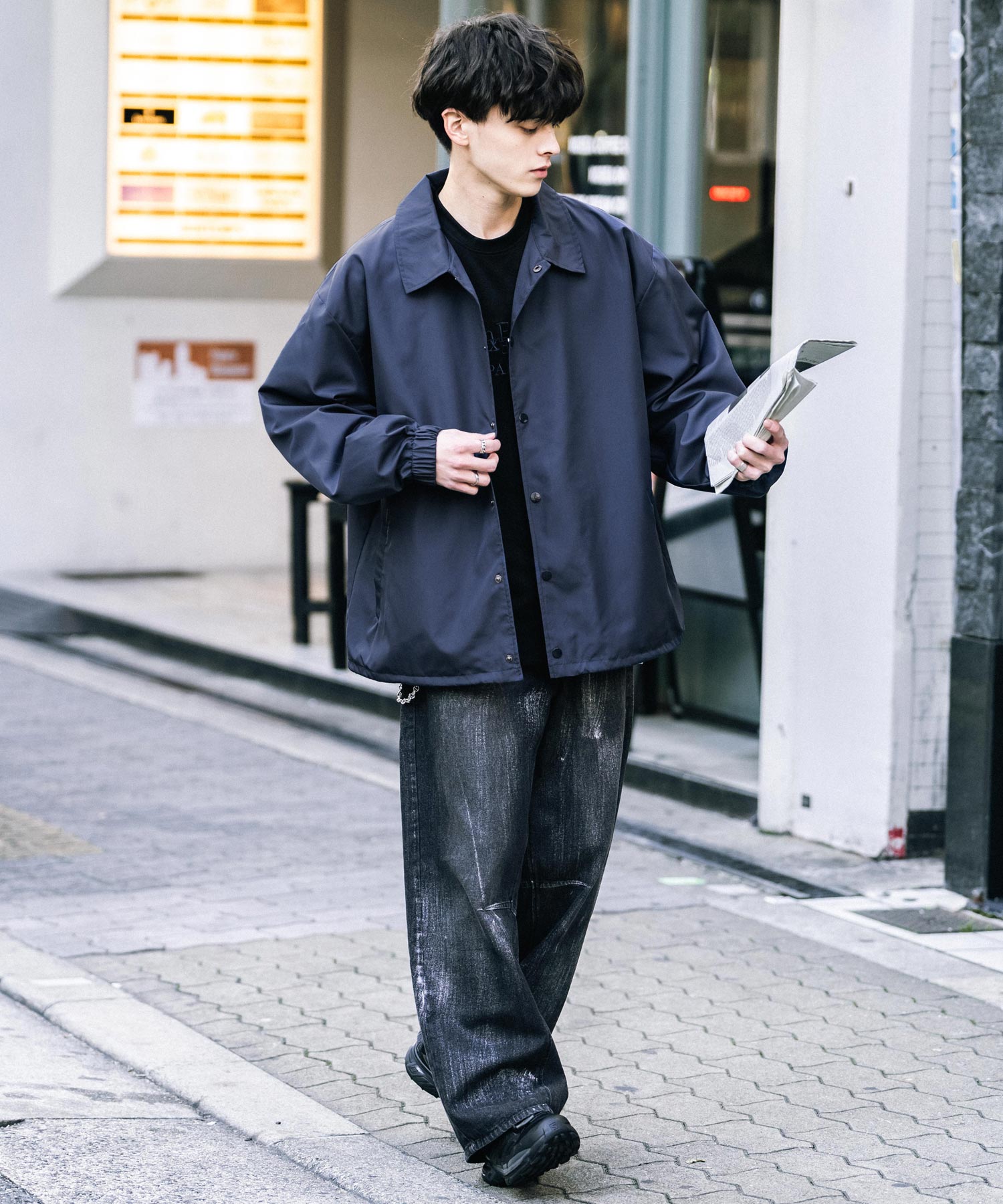 ロッキーモンロー Rocky Monroe コーチジャケット ライトアウター ブルゾン メンズ レディース オーバーサイズ ドローストリング 無地 耐久性 撥水 DEWSPO デュスポ 韓国 13953