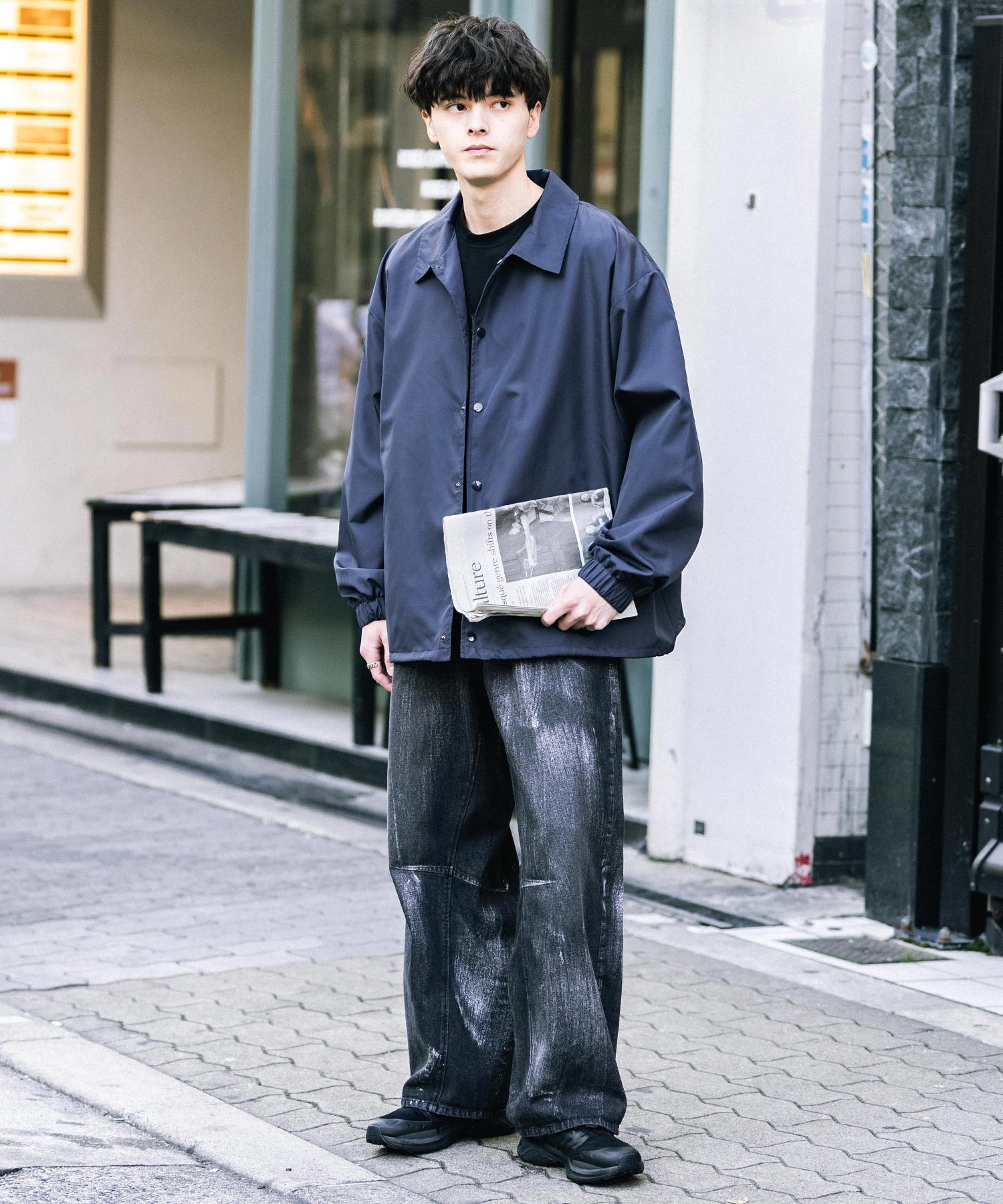 ロッキーモンロー Rocky Monroe コーチジャケット ライトアウター ブルゾン メンズ レディース オーバーサイズ ドローストリング 無地 耐久性 撥水 DEWSPO デュスポ 韓国 13953