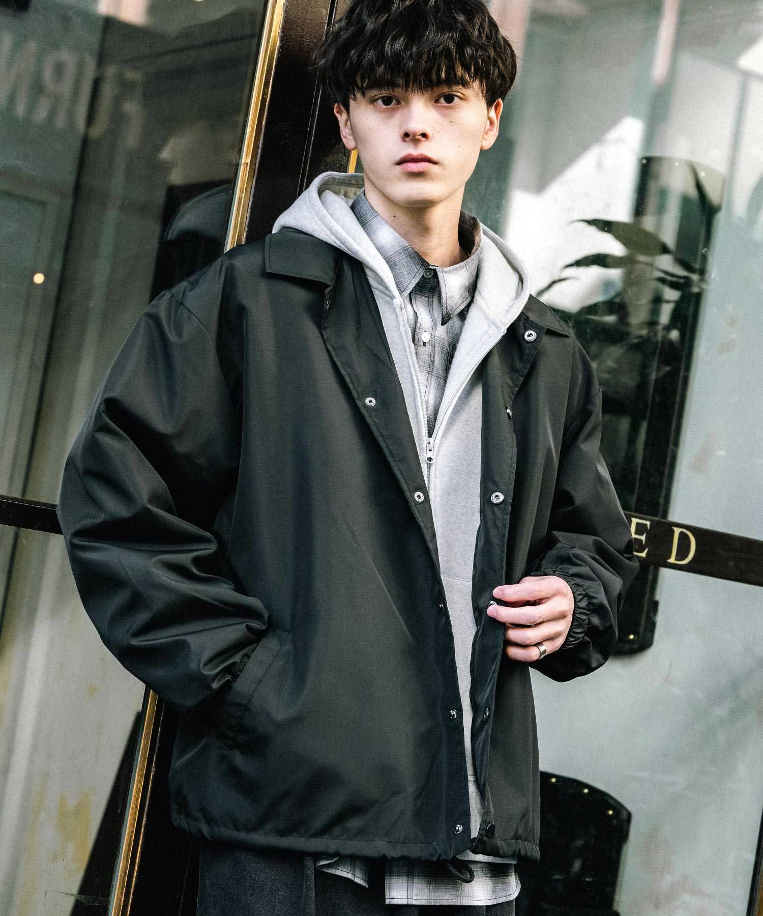 Rocky Monroe Coach Jacket Light Outerwear Blouson Men's Women's Oversized Drawstring Plain Durable Water-Repellent DEWSPO Korea 13953 navy M