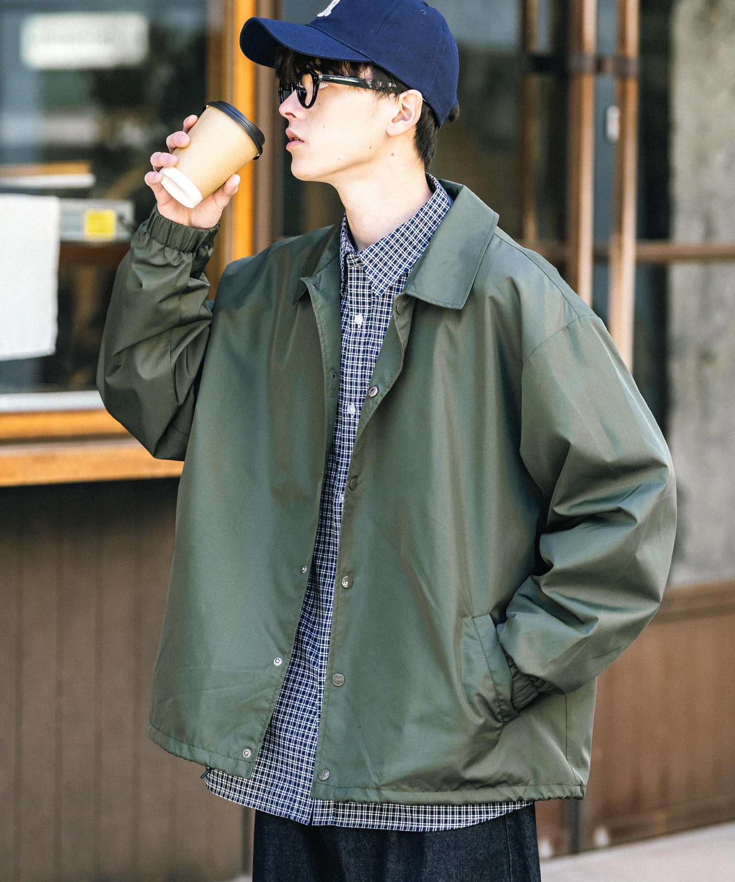 ロッキーモンロー Rocky Monroe コーチジャケット ライトアウター ブルゾン メンズ レディース オーバーサイズ ドローストリング 無地 耐久性 撥水 DEWSPO デュスポ 韓国 13953
