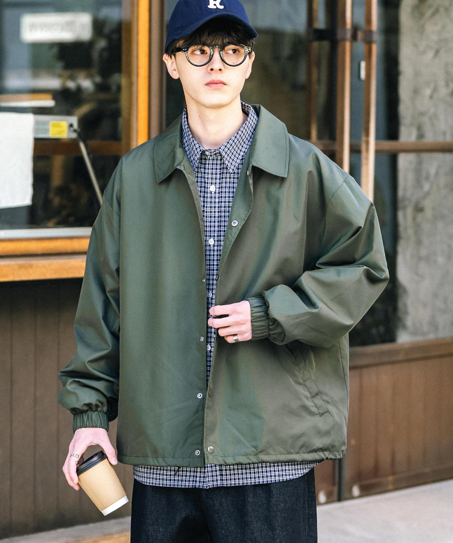ロッキーモンロー Rocky Monroe コーチジャケット ライトアウター ブルゾン メンズ レディース オーバーサイズ ドローストリング 無地 耐久性 撥水 DEWSPO デュスポ 韓国 13953
