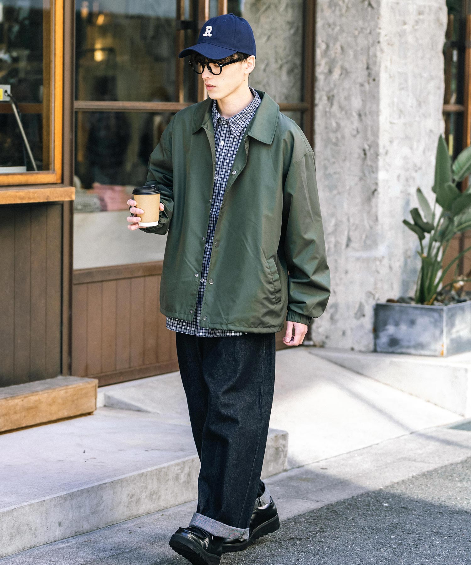 ロッキーモンロー Rocky Monroe コーチジャケット ライトアウター ブルゾン メンズ レディース オーバーサイズ ドローストリング 無地 耐久性 撥水 DEWSPO デュスポ 韓国 13953