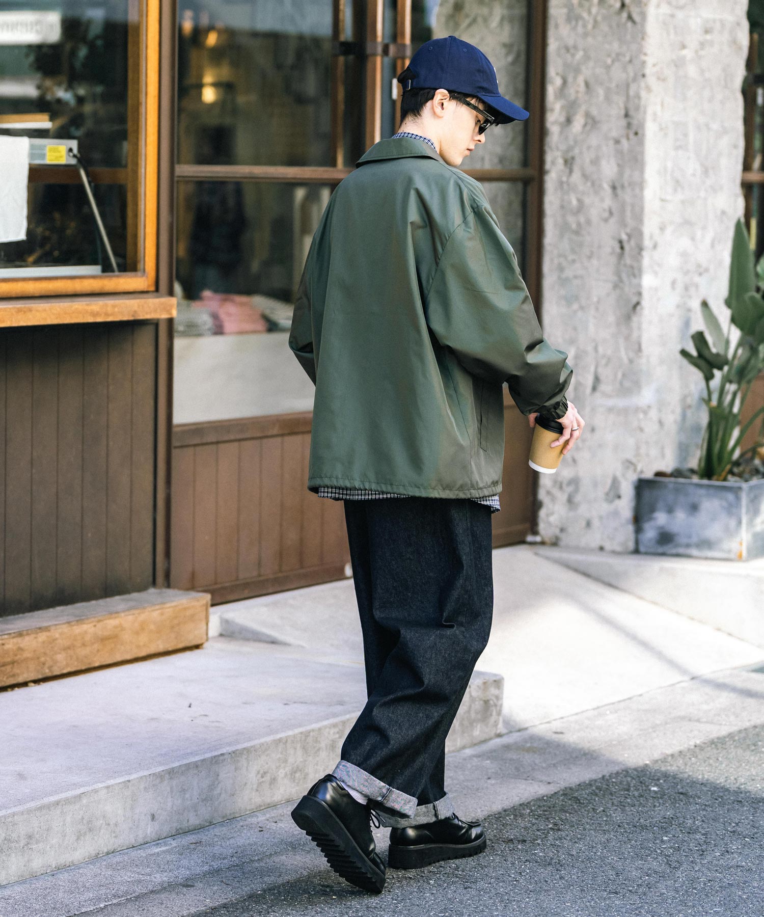 ロッキーモンロー Rocky Monroe コーチジャケット ライトアウター ブルゾン メンズ レディース オーバーサイズ ドローストリング 無地 耐久性 撥水 DEWSPO デュスポ 韓国 13953