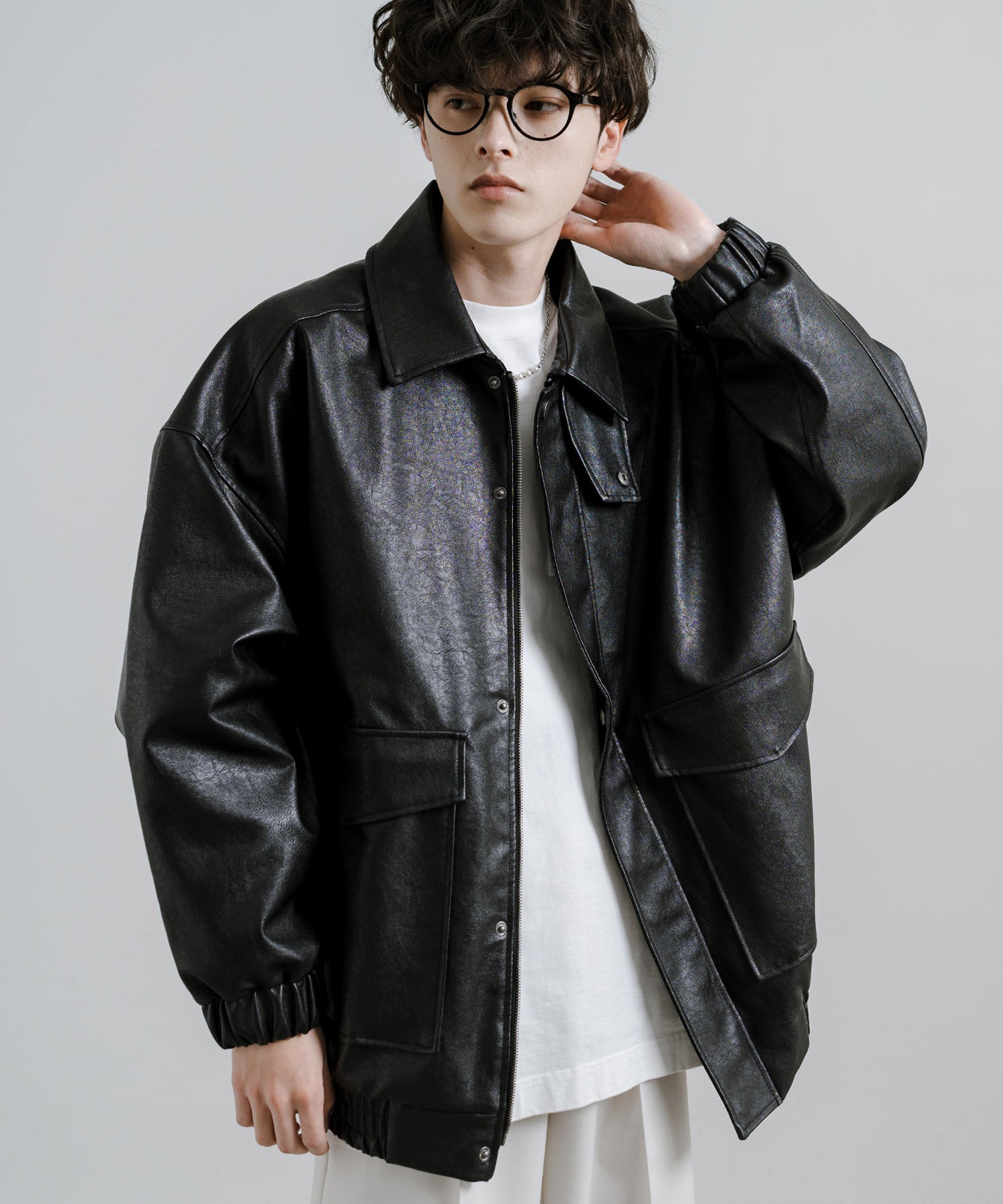 ロッキーモンロー Rocky Monroe ブルゾン フライトジャケット メンズ レディース ライダース アウター ミリタリー A-2 合成皮革 PU オーバーサイズ ゆったり モード 韓国 14344