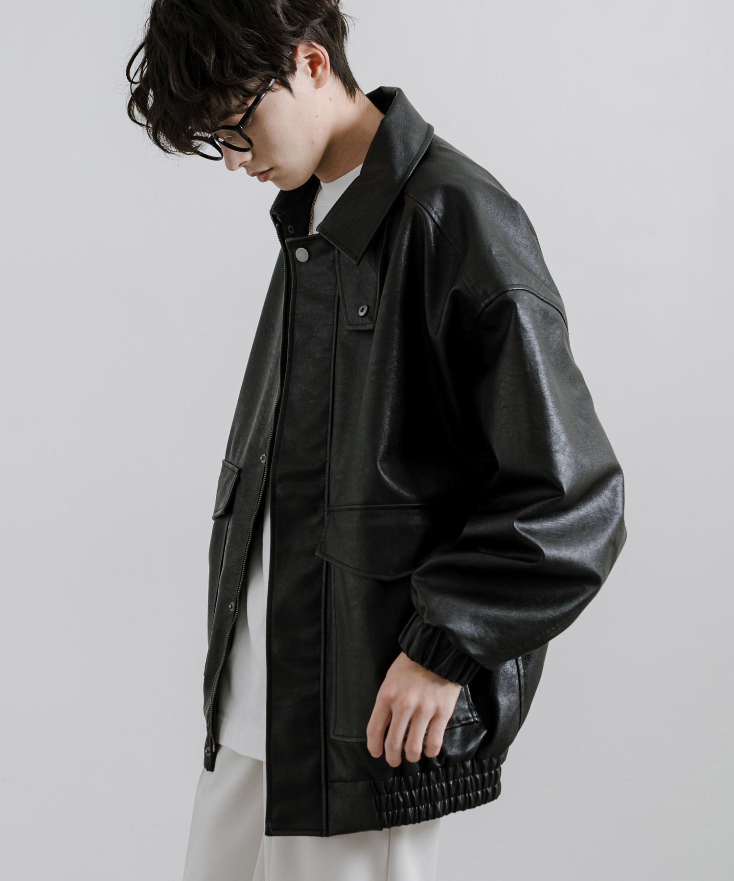 ロッキーモンロー Rocky Monroe ブルゾン フライトジャケット メンズ レディース ライダース アウター ミリタリー A-2 合成皮革 PU オーバーサイズ ゆったり モード 韓国 14344