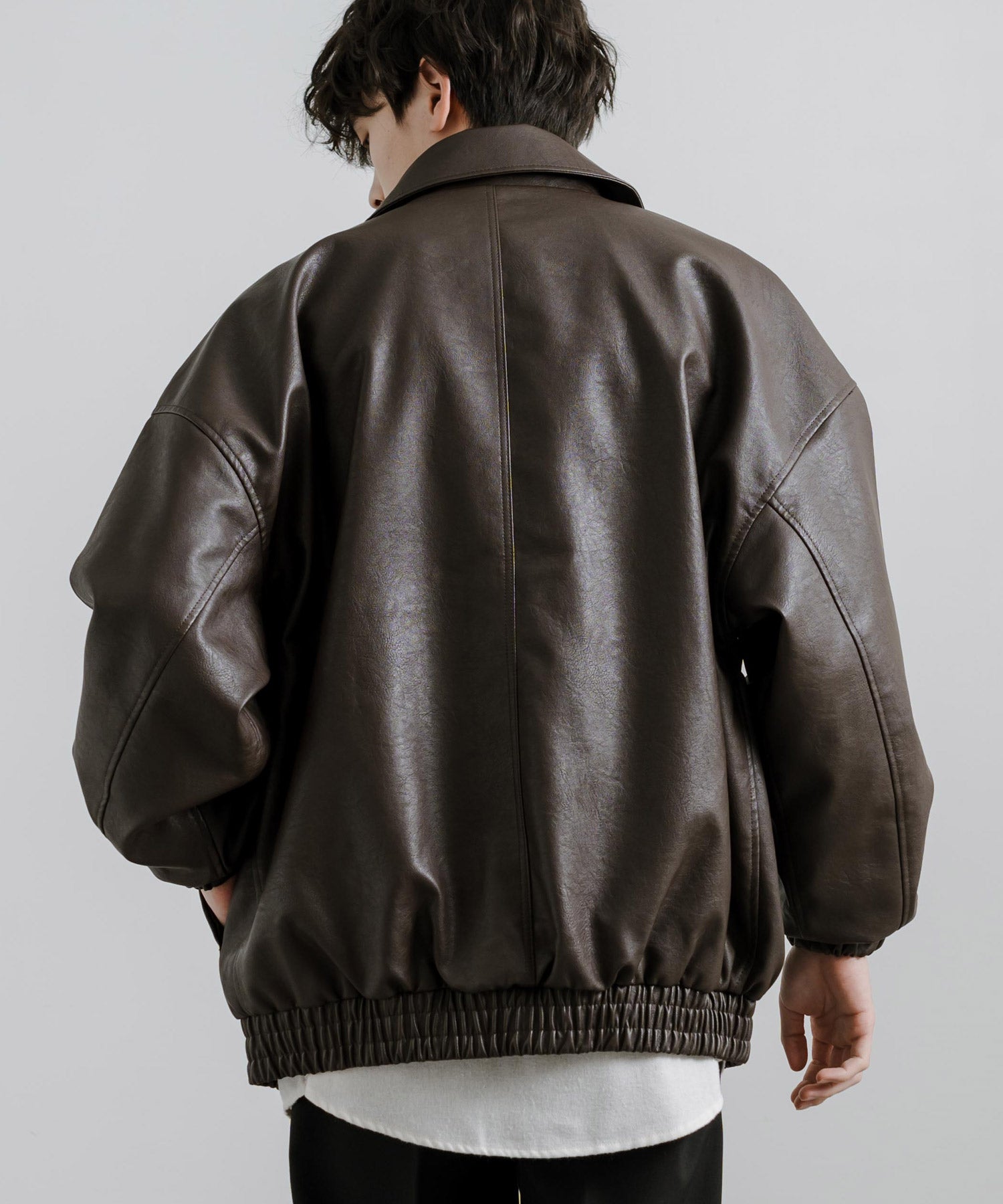 ロッキーモンロー Rocky Monroe ブルゾン フライトジャケット メンズ レディース ライダース アウター ミリタリー A-2 合成皮革 PU オーバーサイズ ゆったり モード 韓国 14344