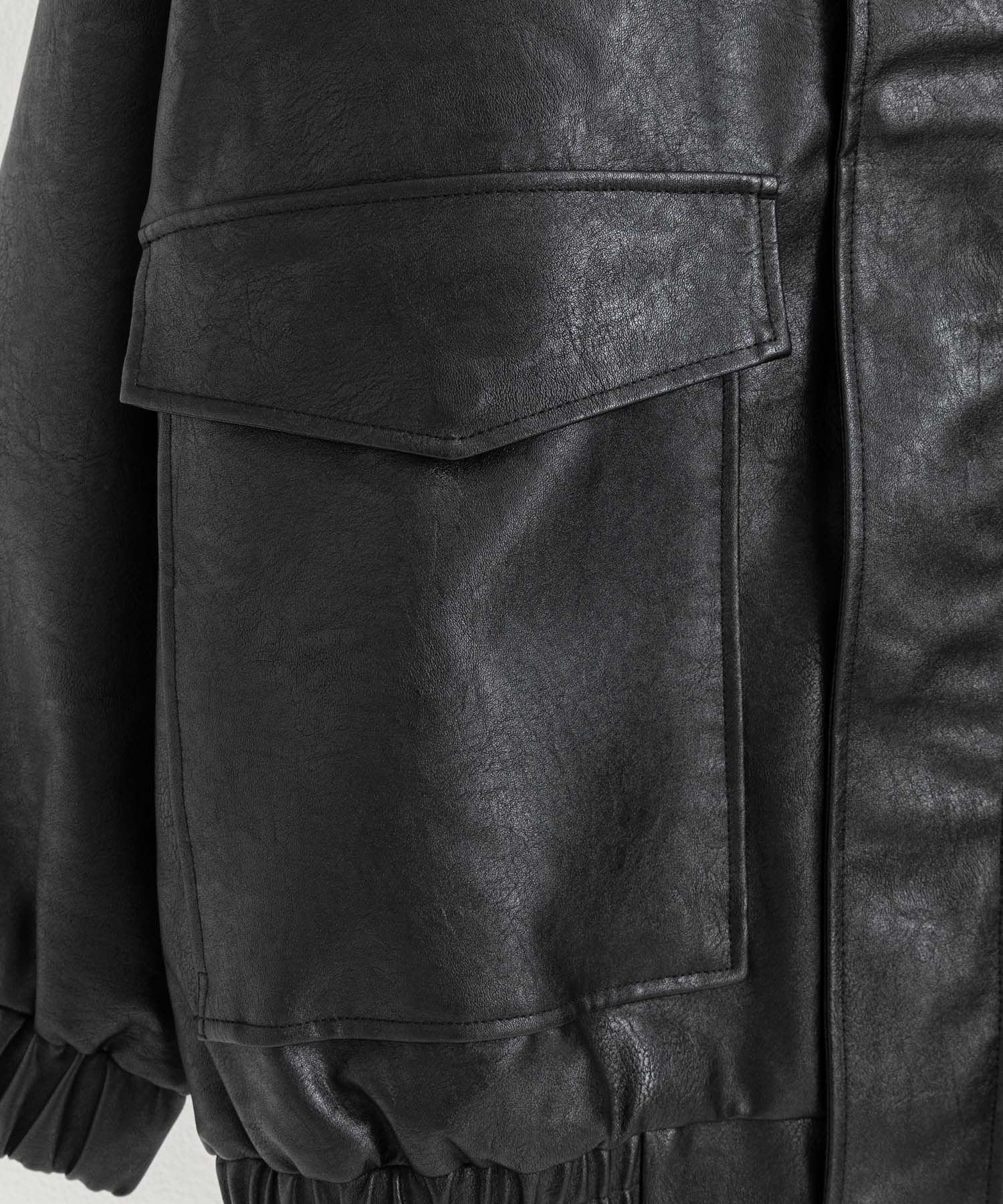 ロッキーモンロー Rocky Monroe ブルゾン フライトジャケット メンズ レディース ライダース アウター ミリタリー A-2 合成皮革 PU オーバーサイズ ゆったり モード 韓国 14344