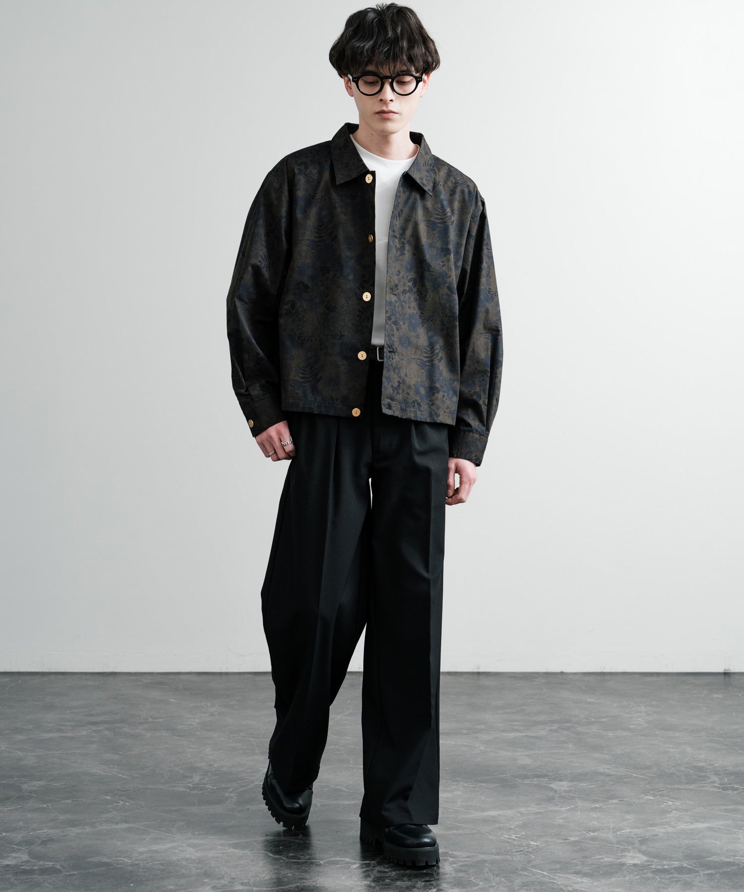 ロッキーモンロー Rocky Monroe シャツジャケット ショート メンズ レディース ライトアウター 無地 総柄 ゴールドボタン オーバーサイズ 薄手 ポリトロ ヴィンテージフラワー 14368