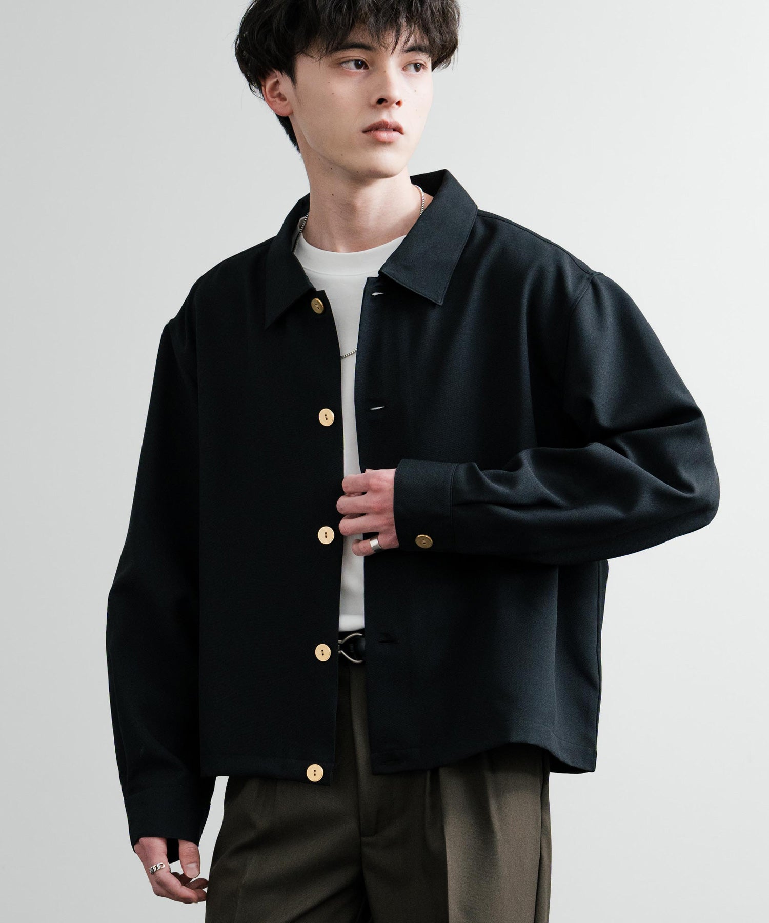 ロッキーモンロー Rocky Monroe シャツジャケット ショート メンズ レディース ライトアウター 無地 総柄 ゴールドボタン オーバーサイズ 薄手 ポリトロ ヴィンテージフラワー 14368