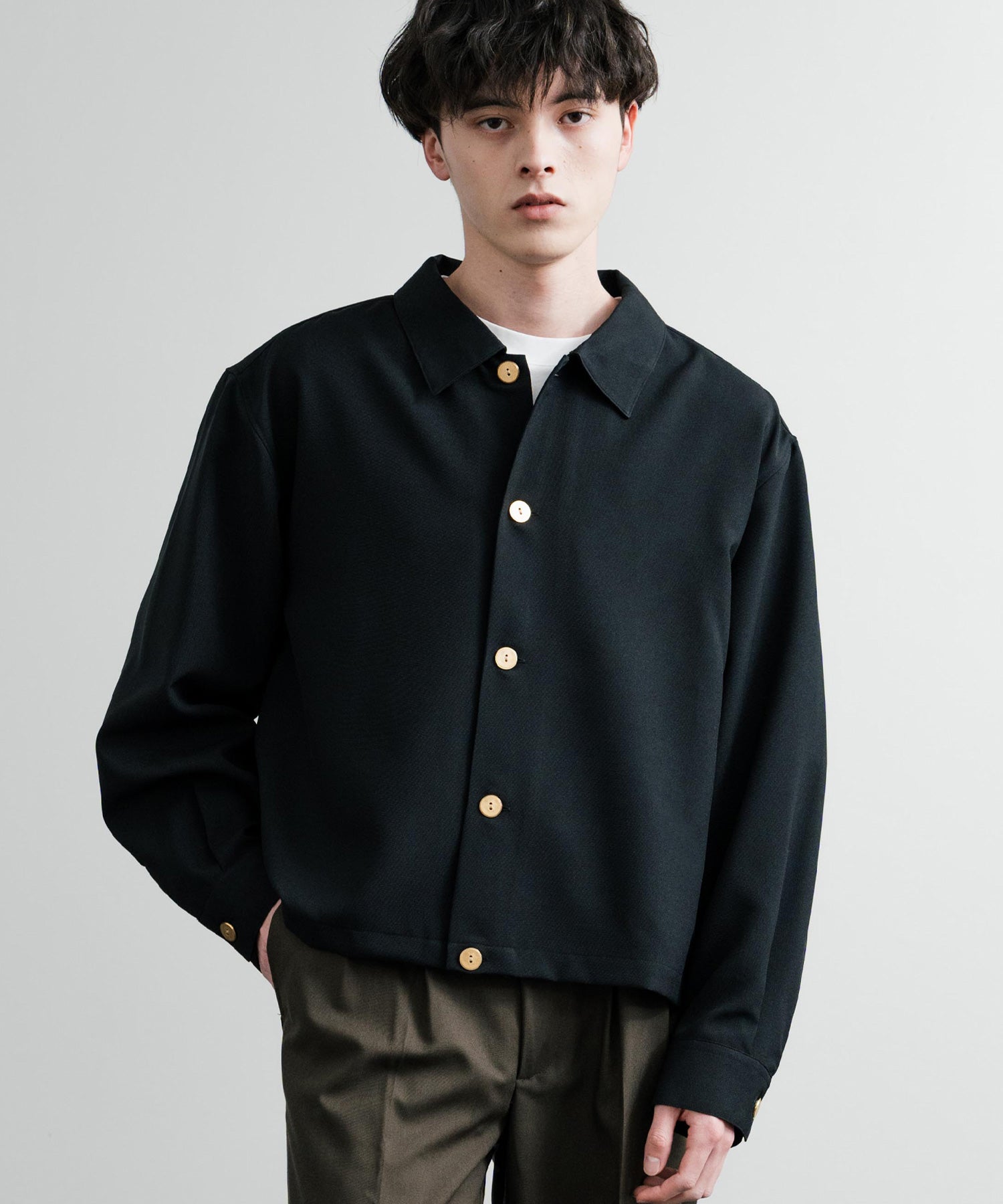ロッキーモンロー Rocky Monroe シャツジャケット ショート メンズ レディース ライトアウター 無地 総柄 ゴールドボタン オーバーサイズ 薄手 ポリトロ ヴィンテージフラワー 14368