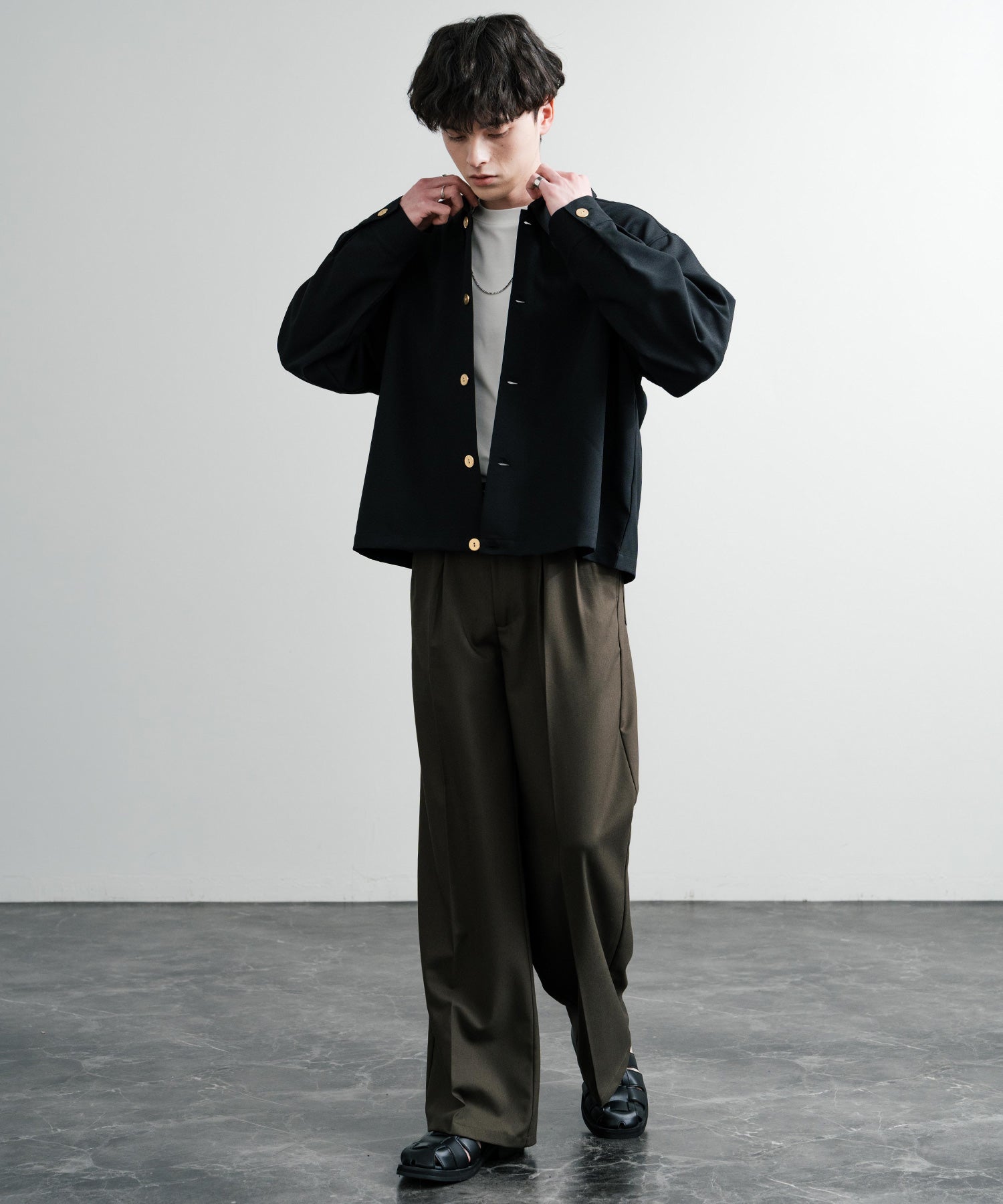 ロッキーモンロー Rocky Monroe シャツジャケット ショート メンズ レディース ライトアウター 無地 総柄 ゴールドボタン オーバーサイズ 薄手 ポリトロ ヴィンテージフラワー 14368