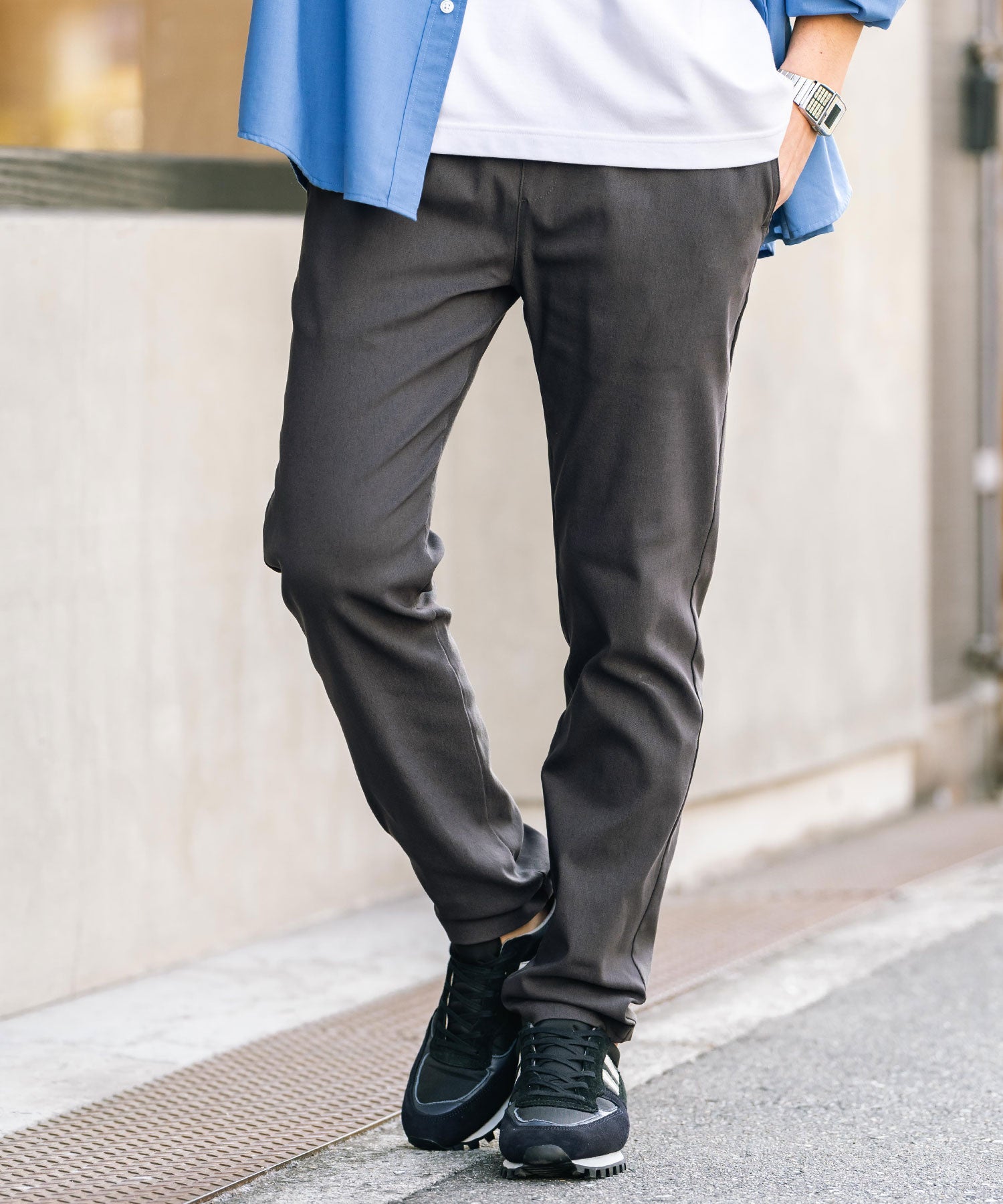 Rocky Monroe Contact Cool Easy Pants Stretch Multifunctional Men's Plain Relaxed Tapered Refreshing Cool Lightweight UV Cut Anti-Pilling Easy Care 14186
