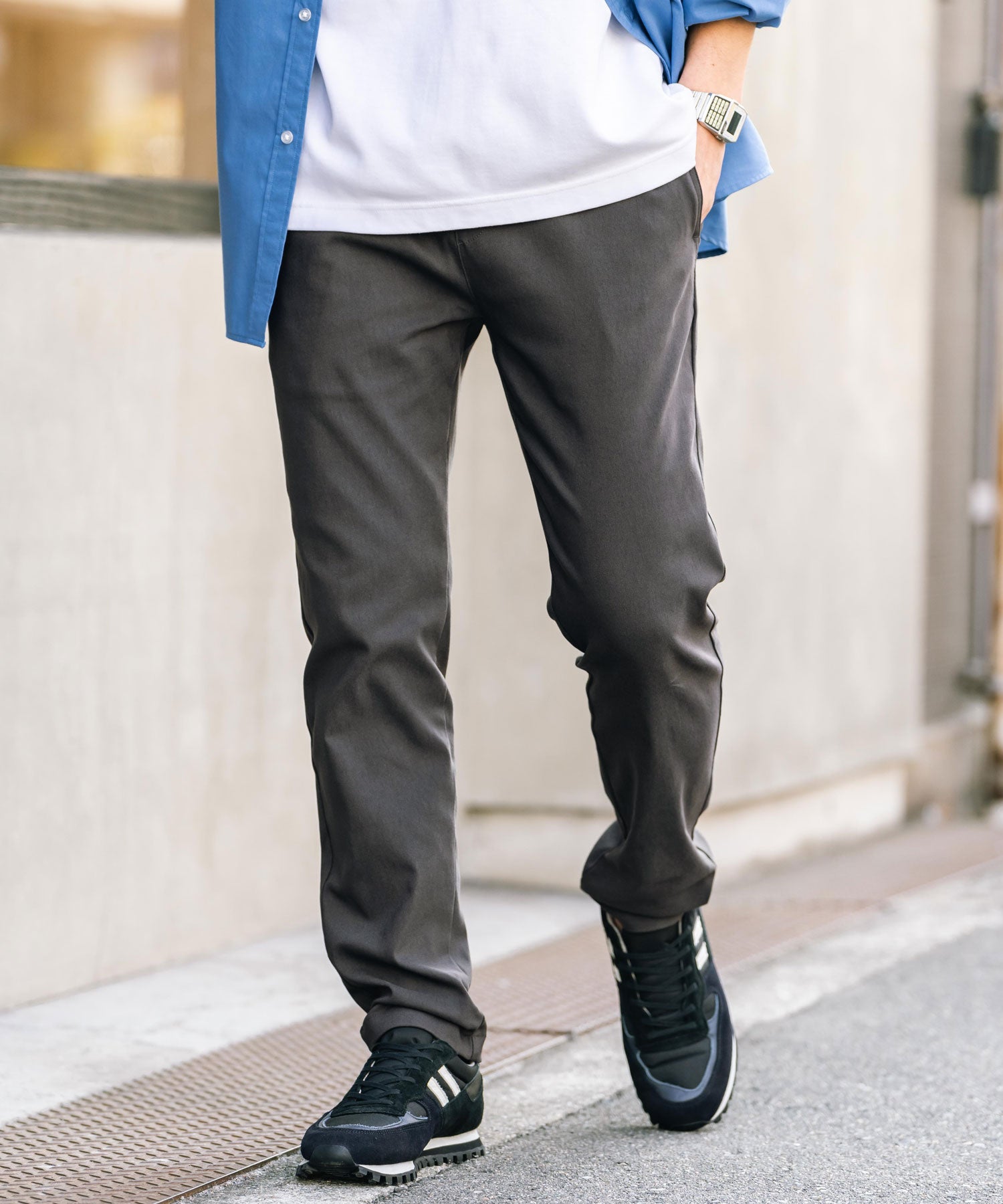 Rocky Monroe Contact Cool Easy Pants Stretch Multifunctional Men's Plain Relaxed Tapered Refreshing Cool Lightweight UV Cut Anti-Pilling Easy Care 14186