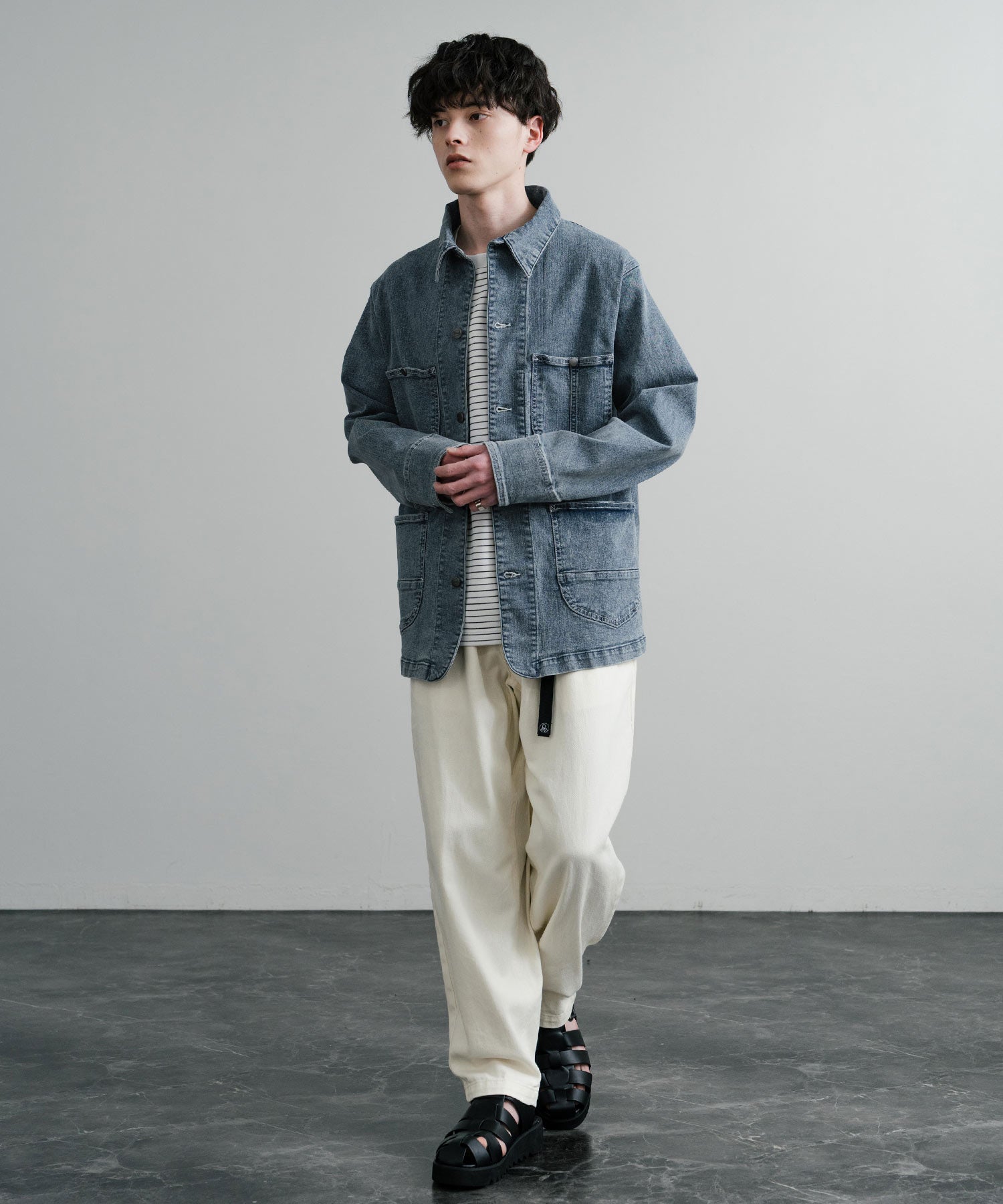 Rocky Monroe Denim Jacket G-Jacket Men's Women's Coverall Light Outer Stretch Oversized Korean American Casual Work Spring Hanes 14399