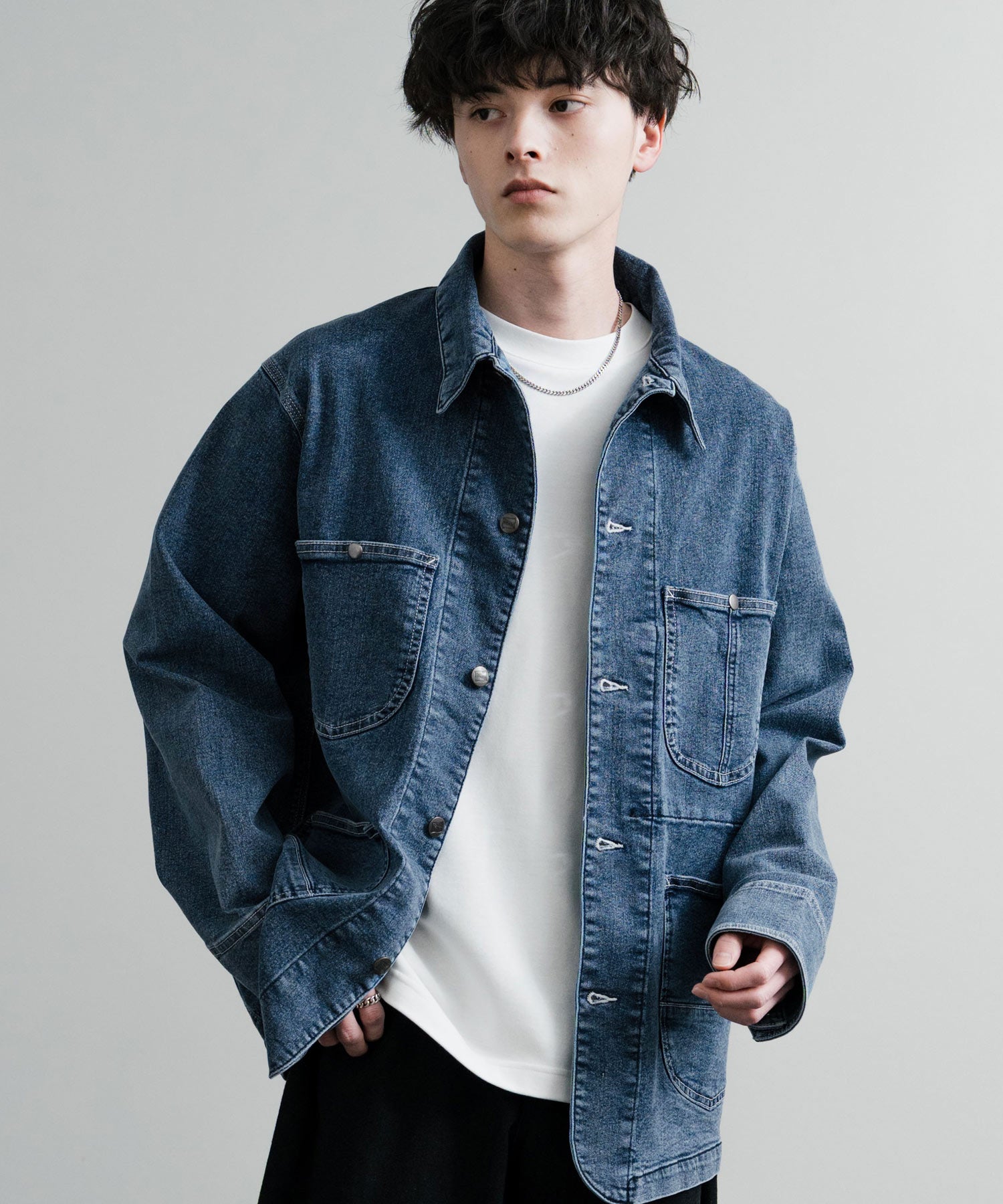 Rocky Monroe Denim Jacket G-Jacket Men's Women's Coverall Light Outer Stretch Oversized Korean American Casual Work Spring Hanes 14399