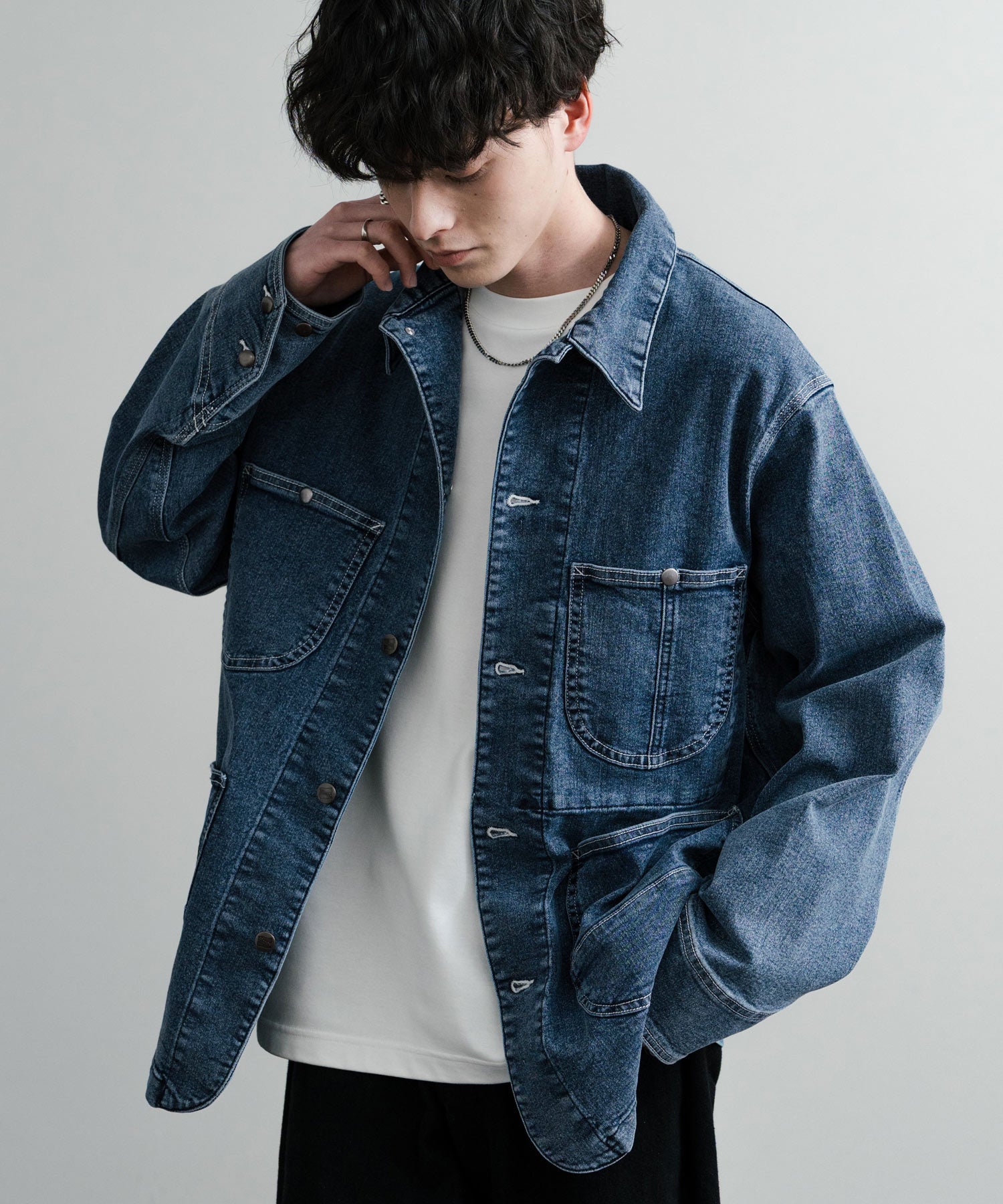 Rocky Monroe Denim Jacket G-Jacket Men's Women's Coverall Light Outer Stretch Oversized Korean American Casual Work Spring Hanes 14399