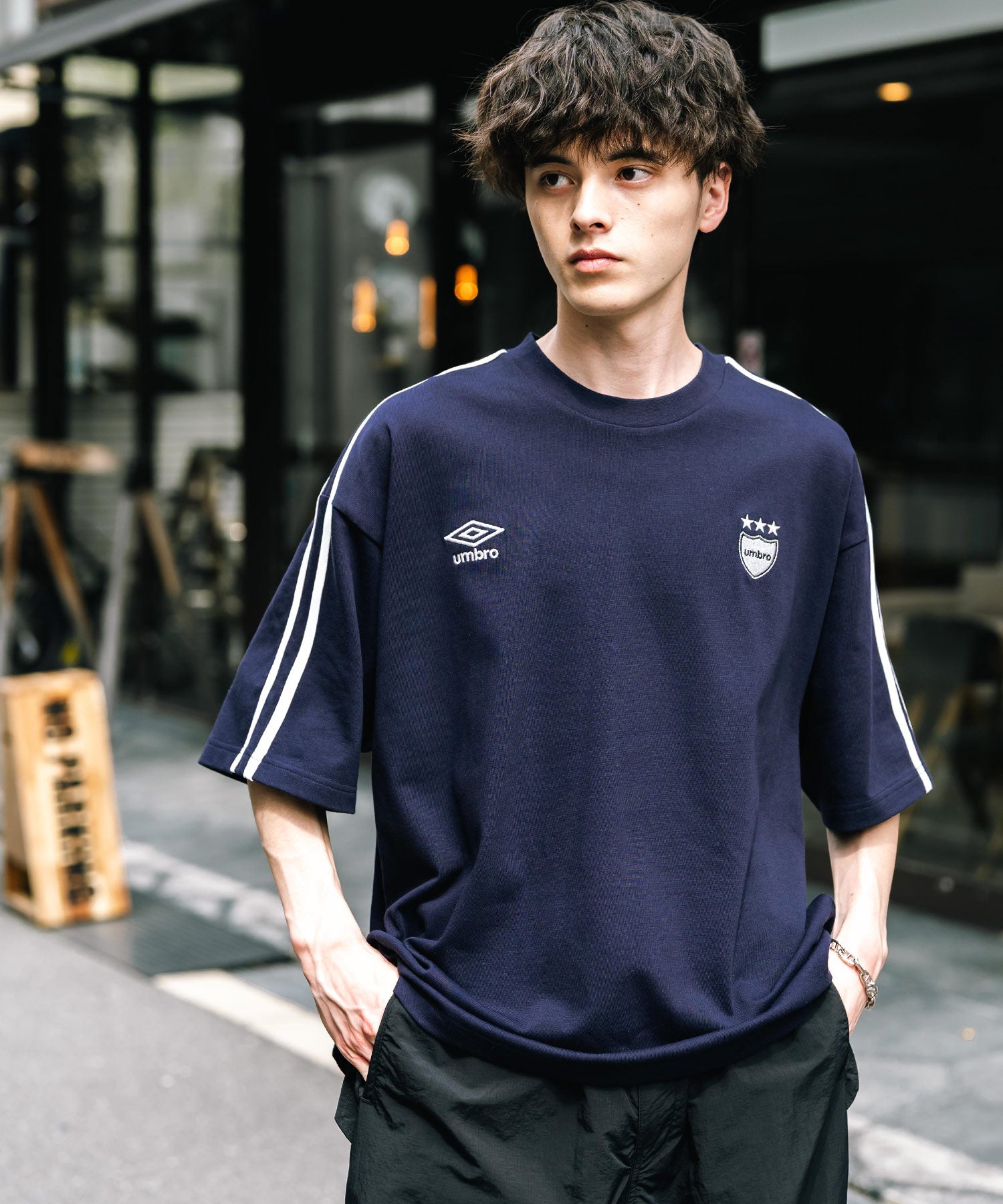 ロッキーモンロー Rocky Monroe UMBRO アンブロ Tシャツ 半袖 メンズ レディース カットソー フットボールT サイドライン オーバーサイズ ロゴ刺繍 別注コラボ 14470 （ホワイト） ホワイト
