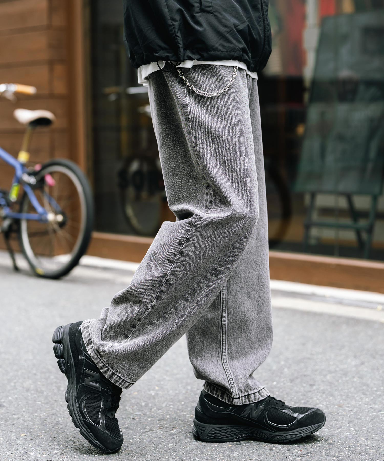 ロッキーモンロー Rocky Monroe ワイドパンツ デニム メンズ テーパード リラックス ルーズ ユーズド ヒゲ加工 ワンウォッシュ ケミカル オーバーダイ ヴィンテージ ブラスト 14464 （ブルーオーバーダイ） ブルーオーバーダイ