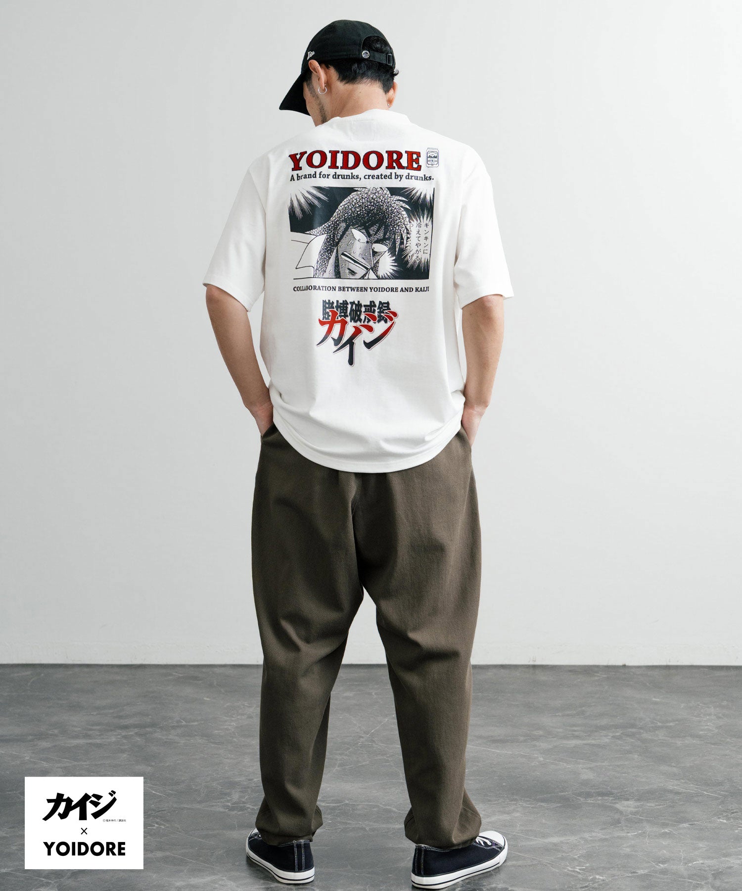 ロッキーモンロー Rocky Monroe プリントT 半袖 コラボ カイジ YOIDORE メンズ レディース カットソー Tシャツ 酔いどれ イラスト漫画 オーバーサイズ 刺繍 ステッカー 14591 （B.ブラック） B.ブラック