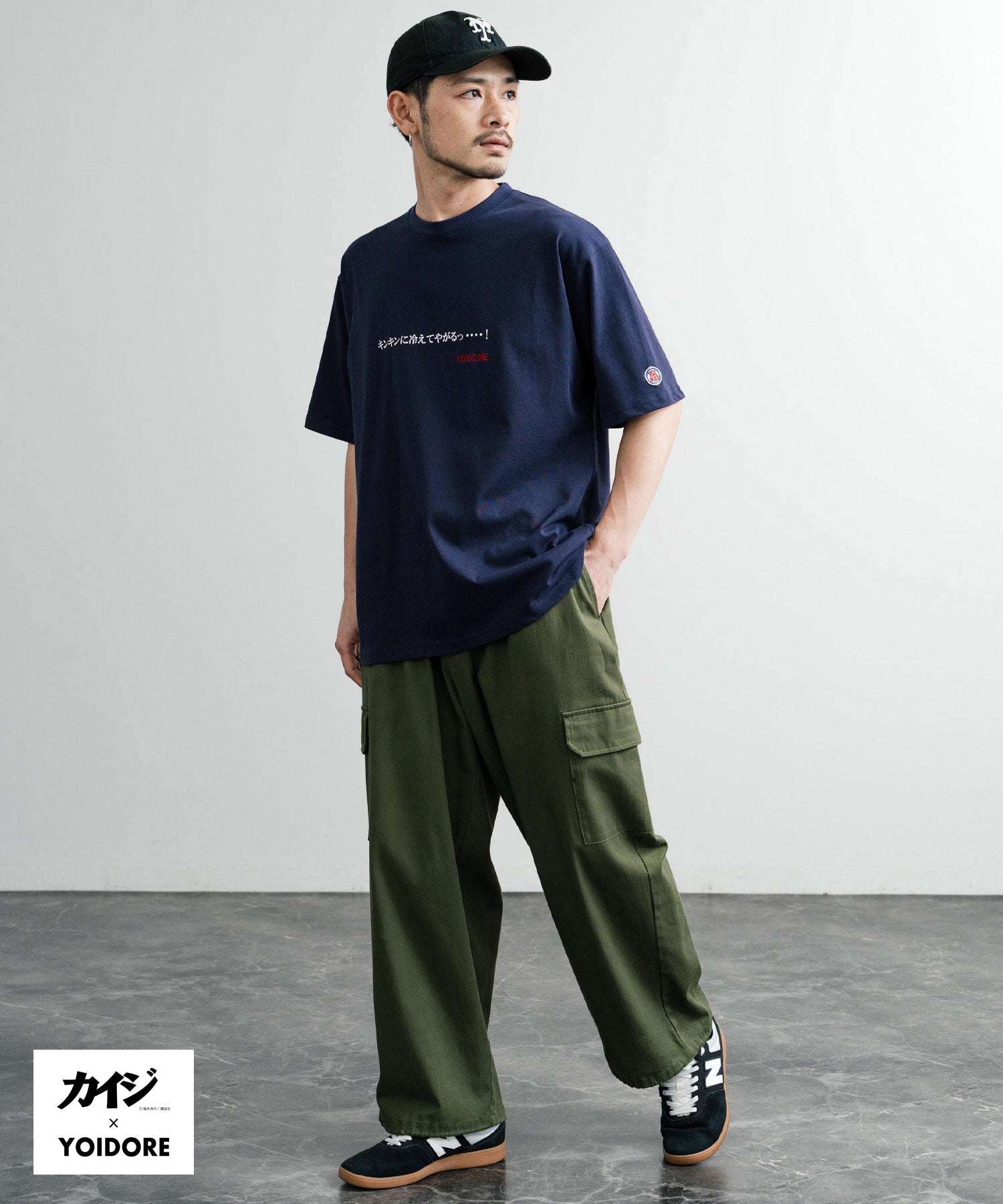 ロッキーモンロー Rocky Monroe プリントT 半袖 コラボ カイジ YOIDORE メンズ レディース カットソー Tシャツ 酔いどれ イラスト漫画 オーバーサイズ 刺繍 ステッカー 14591 （B.ブラック） B.ブラック