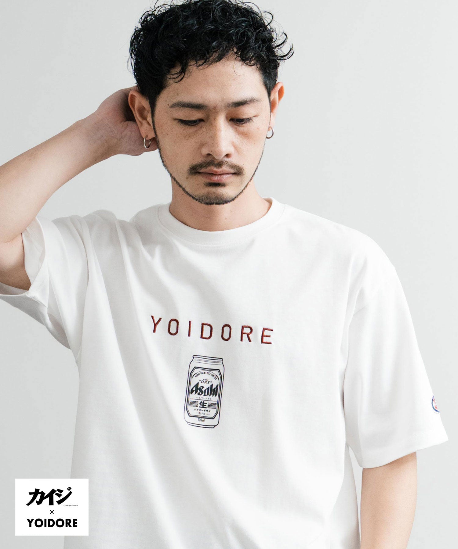 ロッキーモンロー Rocky Monroe プリントT 半袖 コラボ カイジ YOIDORE メンズ レディース カットソー Tシャツ 酔いどれ イラスト漫画 オーバーサイズ 刺繍 ステッカー 14591 （B.ブラック） B.ブラック