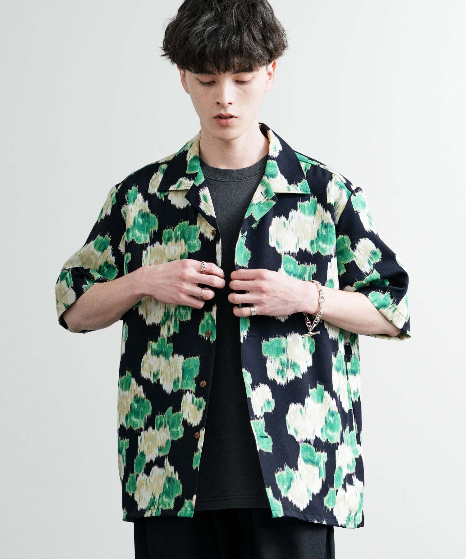 Rocky Monroe All-over Pattern Shirt Open Collar Short Sleeve Men's Wom