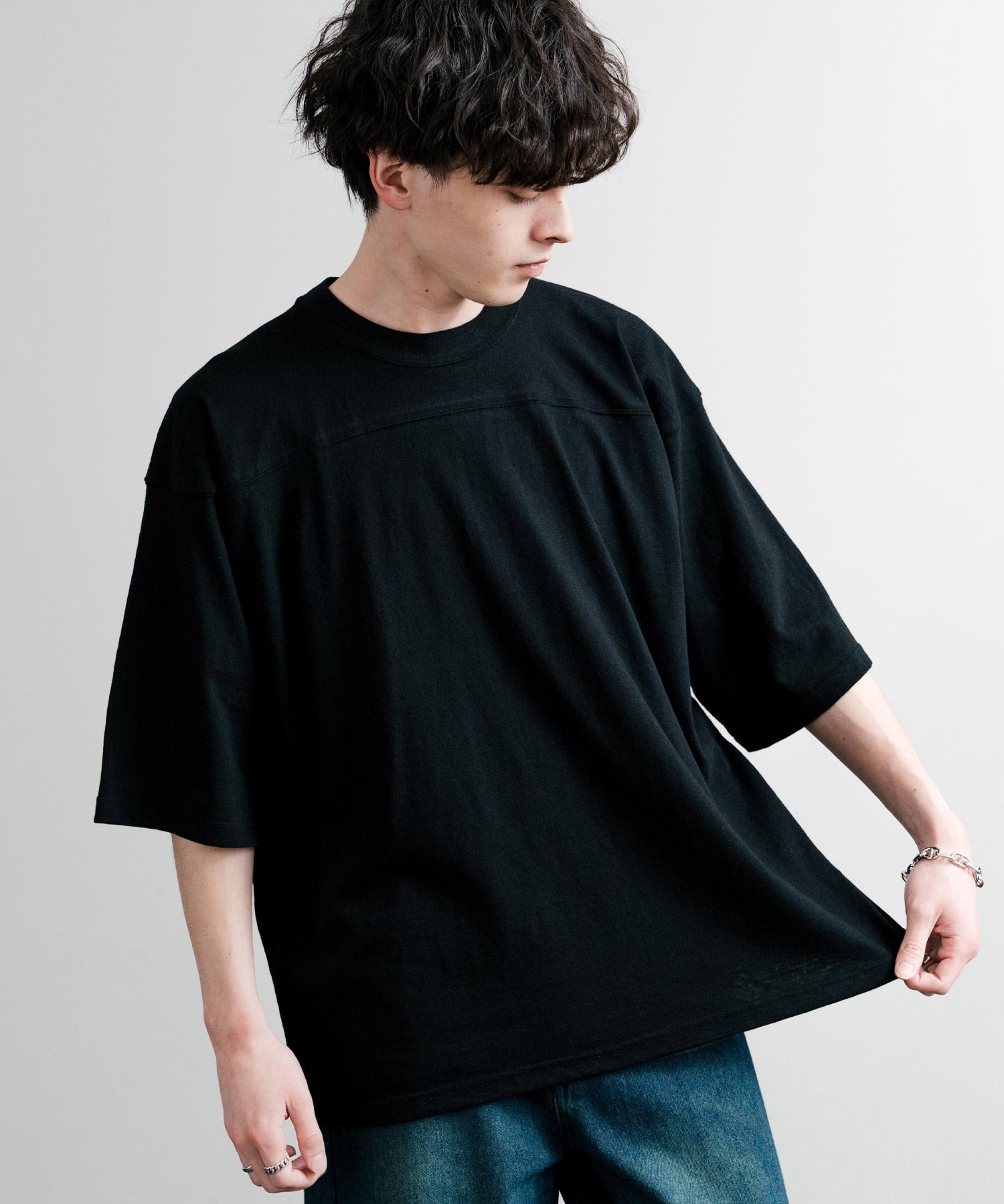 ロッキーモンロー Rocky Monroe フットボールTシャツ 半袖 無地 メンズ カットソー ラフィー天竺 5.5オンス 日本製 Upscape Audience AUD6644 14725 （杢グレー） 杢グレー