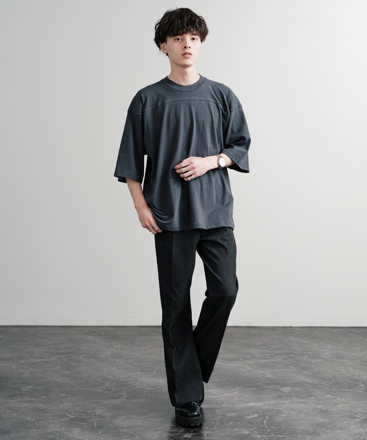 ロッキーモンロー Rocky Monroe フットボールTシャツ 半袖 無地 メンズ カットソー ラフィー天竺 5.5オンス 日本製 Upscape Audience AUD6644 14725 （杢グレー） 杢グレー