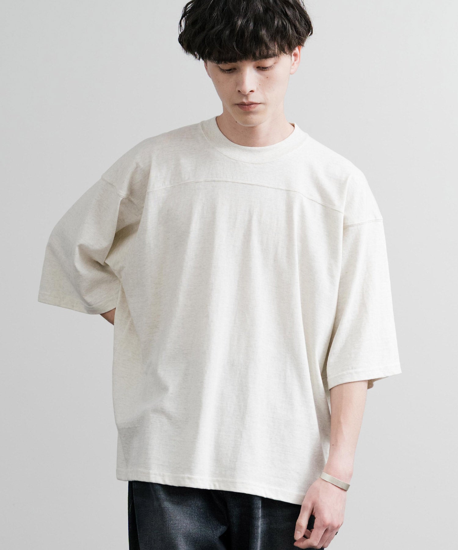 ロッキーモンロー Rocky Monroe フットボールTシャツ 半袖 無地 メンズ カットソー ラフィー天竺 5.5オンス 日本製 Upscape Audience AUD6644 14725 （杢グレー） 杢グレー
