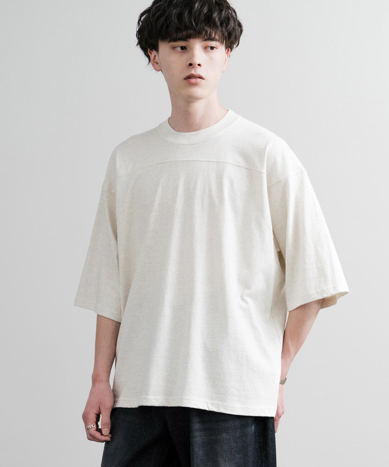 ロッキーモンロー Rocky Monroe フットボールTシャツ 半袖 無地 メンズ カットソー ラフィー天竺 5.5オンス 日本製 Upscape Audience AUD6644 14725 （杢グレー） 杢グレー