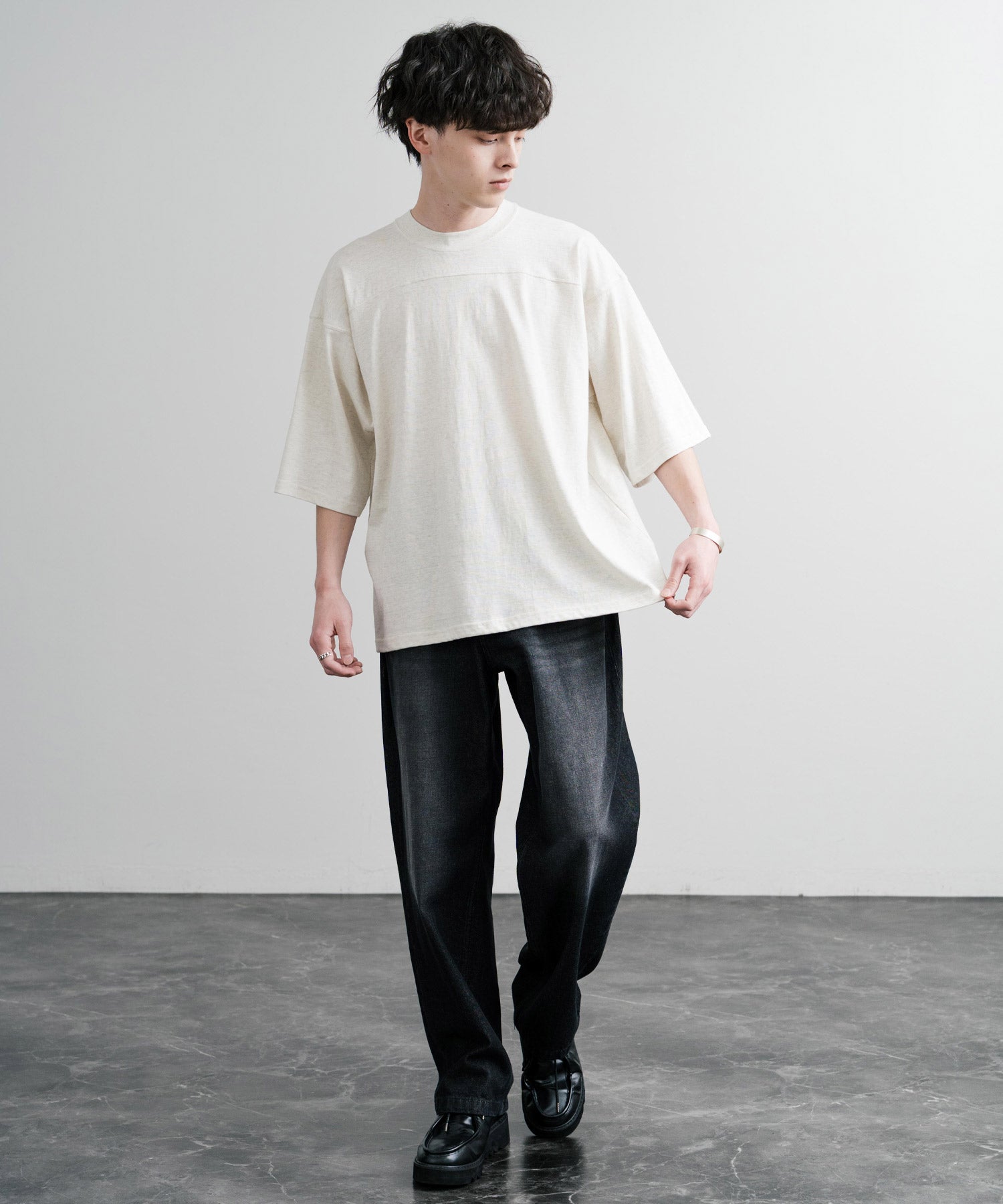 ロッキーモンロー Rocky Monroe フットボールTシャツ 半袖 無地 メンズ カットソー ラフィー天竺 5.5オンス 日本製 Upscape Audience AUD6644 14725 （杢グレー） 杢グレー