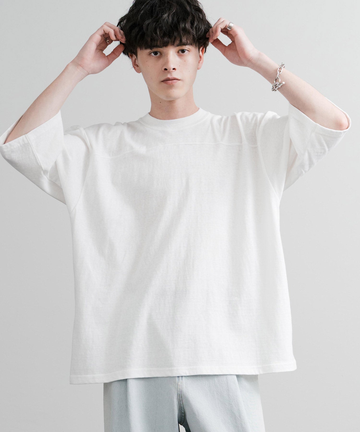 ロッキーモンロー Rocky Monroe フットボールTシャツ 半袖 無地 メンズ カットソー ラフィー天竺 5.5オンス 日本製 Upscape Audience AUD6644 14725 （杢グレー） 杢グレー