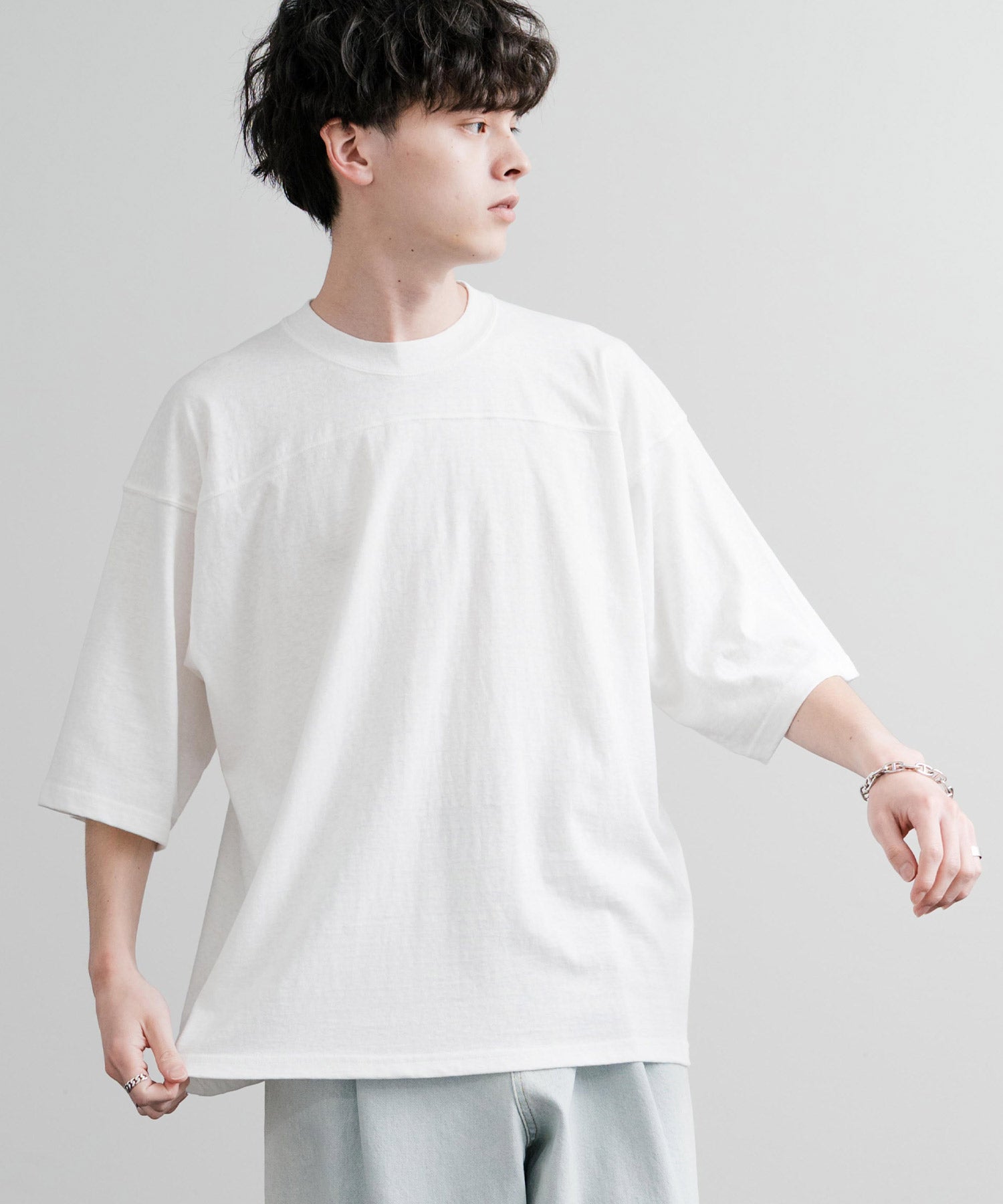 ロッキーモンロー Rocky Monroe フットボールTシャツ 半袖 無地 メンズ カットソー ラフィー天竺 5.5オンス 日本製 Upscape Audience AUD6644 14725 （杢グレー） 杢グレー