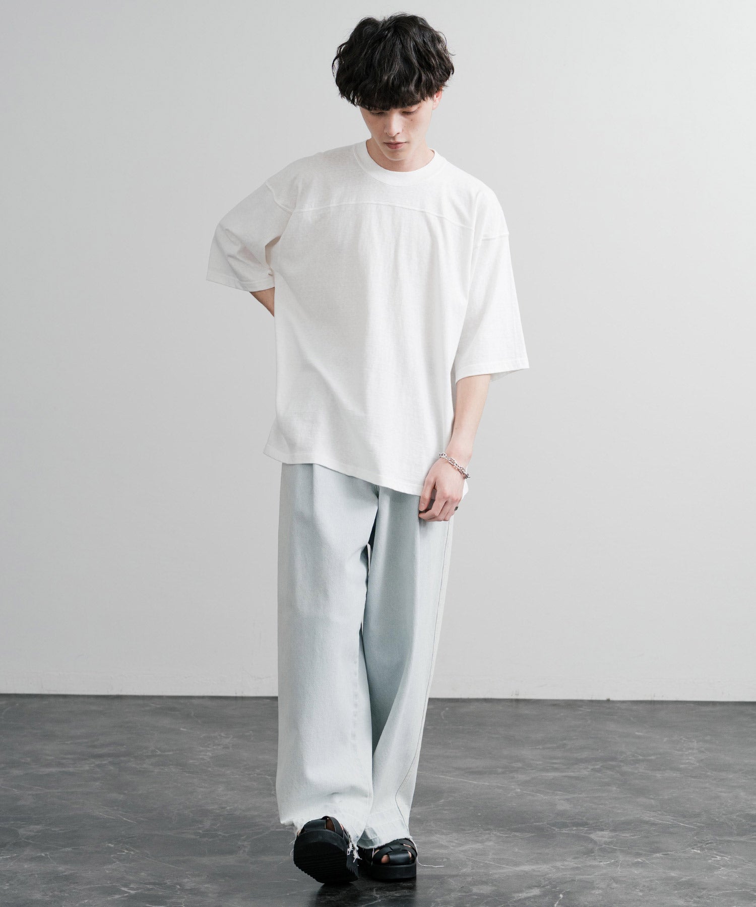 ロッキーモンロー Rocky Monroe フットボールTシャツ 半袖 無地 メンズ カットソー ラフィー天竺 5.5オンス 日本製 Upscape Audience AUD6644 14725 （杢グレー） 杢グレー