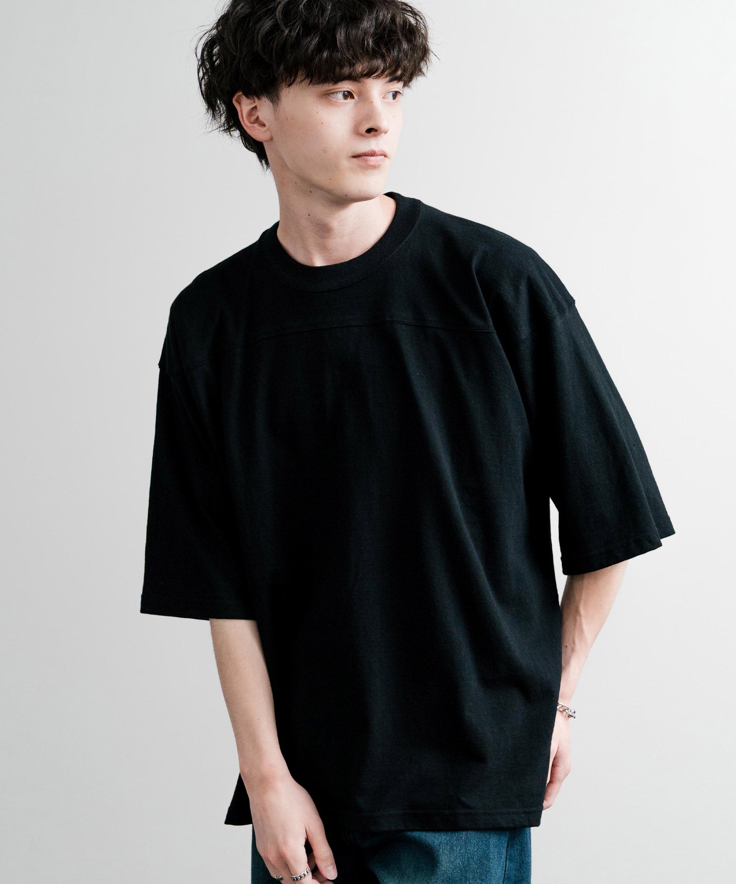 ロッキーモンロー Rocky Monroe フットボールTシャツ 半袖 無地 メンズ カットソー ラフィー天竺 5.5オンス 日本製 Upscape Audience AUD6644 14725 （ブラック） ブラック