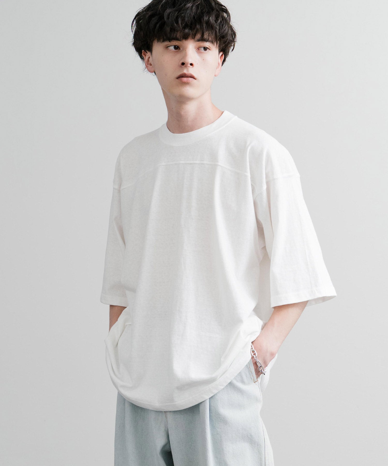 ロッキーモンロー Rocky Monroe フットボールTシャツ 半袖 無地 メンズ カットソー ラフィー天竺 5.5オンス 日本製 Upscape Audience AUD6644 14725 （オフホワイト） オフホワイト