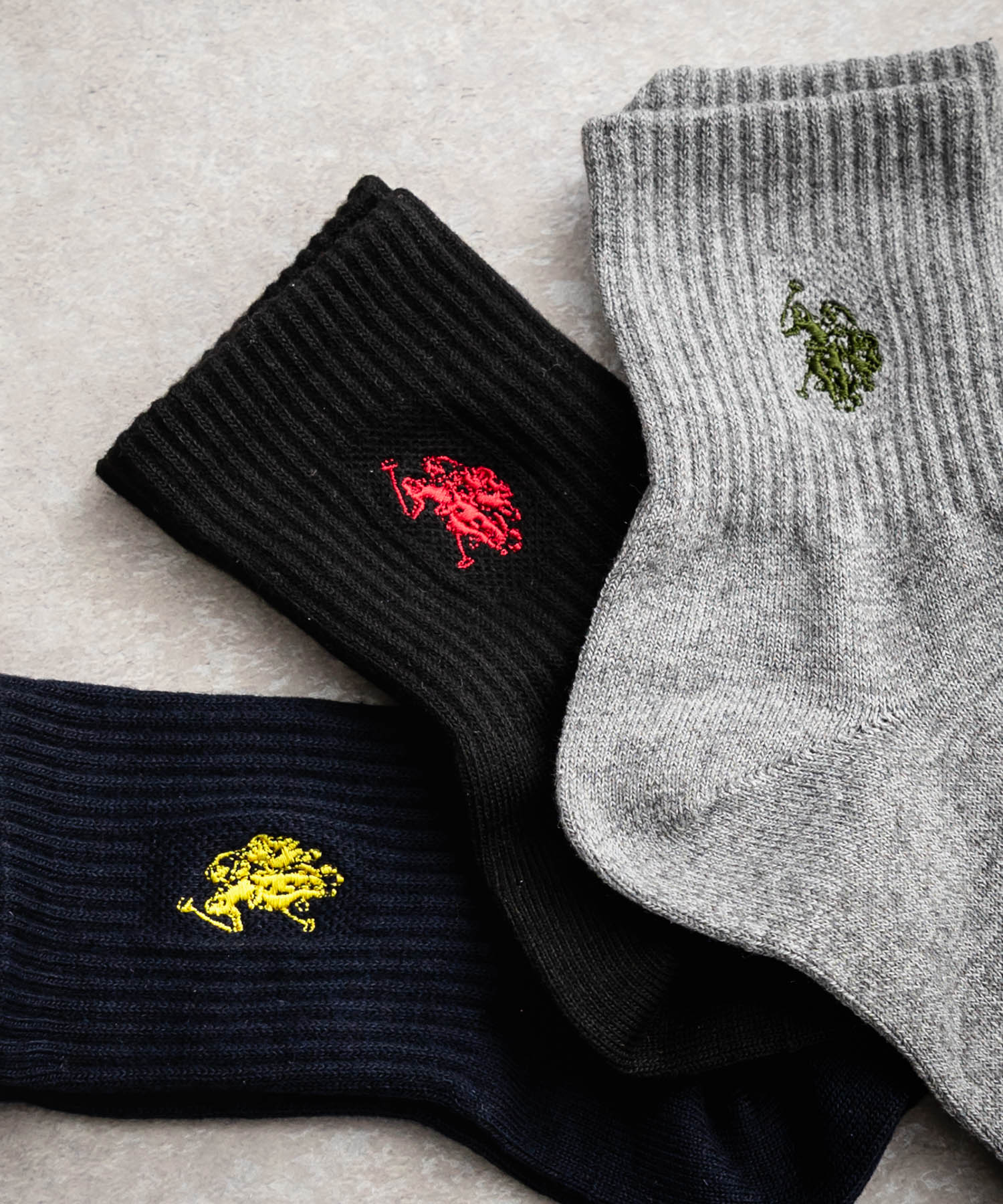 ロッキーモンロー Rocky Monroe スニーカーソックス 3足セット アソート メンズ 靴下 クォーター丈 ロゴ刺繍 ワンポイント 通学 通勤 スポーツ U.S. POLO ASSN. 15068 （アソート） アソート