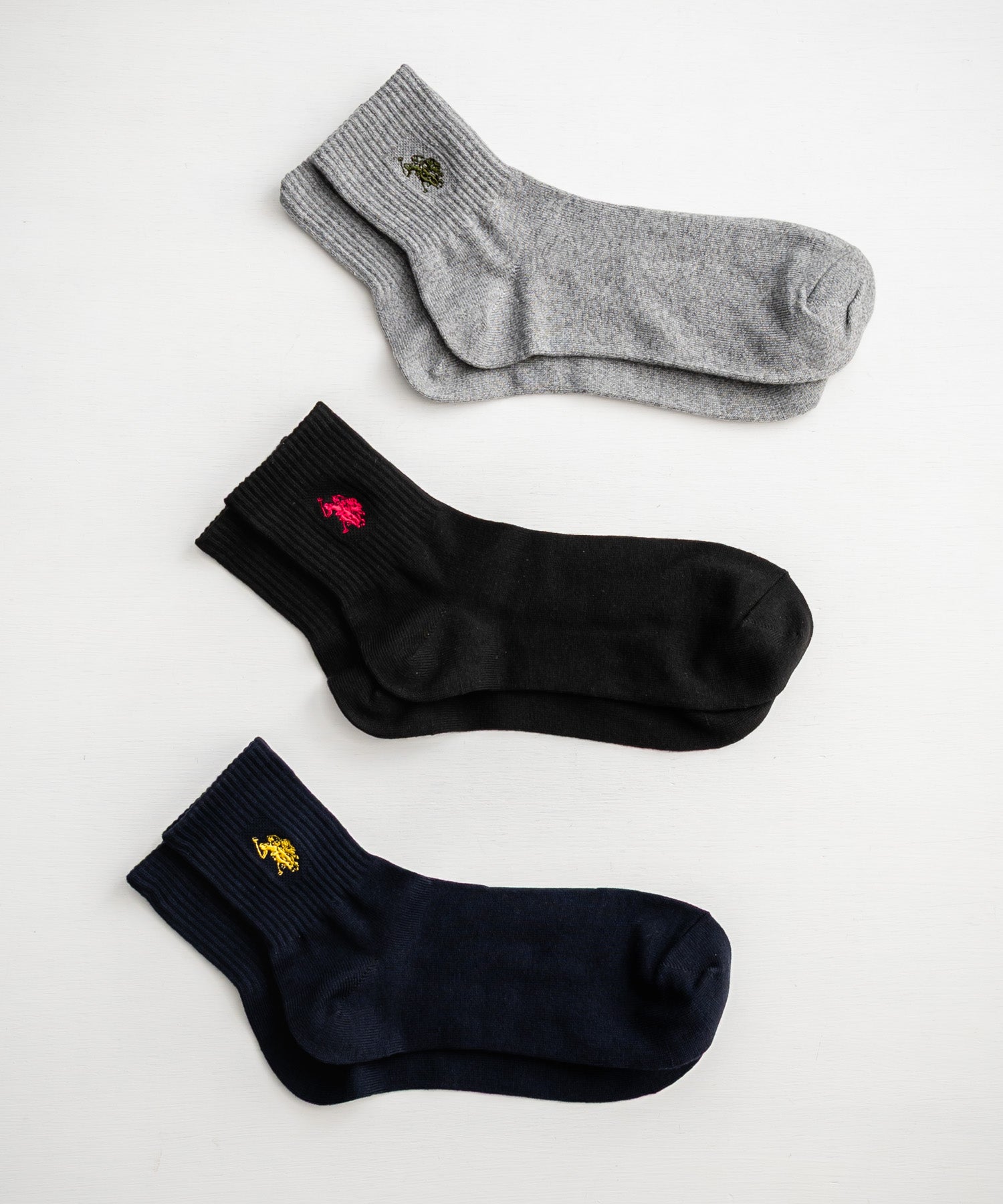 ロッキーモンロー Rocky Monroe スニーカーソックス 3足セット アソート メンズ 靴下 クォーター丈 ロゴ刺繍 ワンポイント 通学 通勤 スポーツ U.S. POLO ASSN. 15068 （アソート） アソート