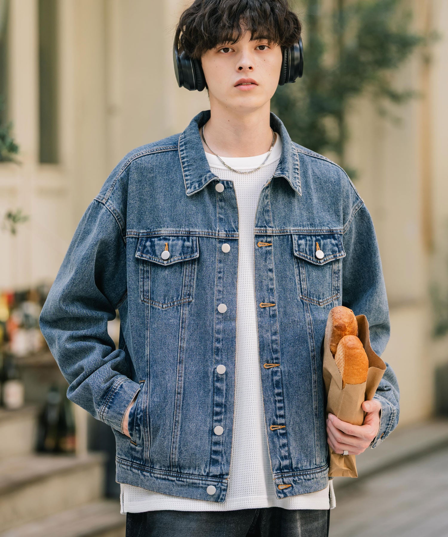 ロッキーモンロー Rocky Monroe デニムジャケット Gジャン 3rdタイプ メンズ ライトアウター オーバーサイズ ケミカルウォッシュ ヴィンテージ カジュアル セットアップ可能 14590 （オフ） オフ