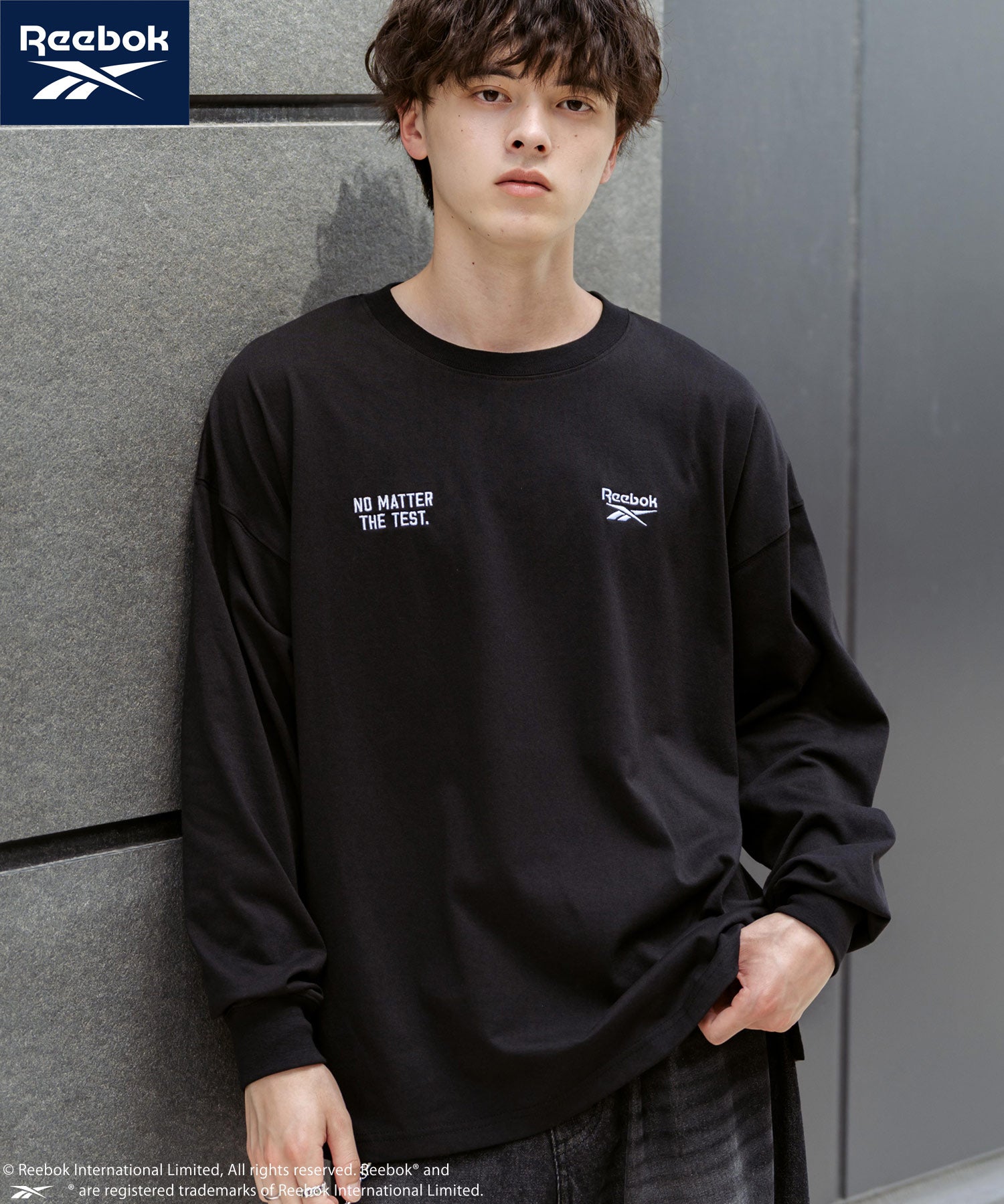 ロッキーモンロー Rocky Monroe Reebok リーボック Tシャツ 長袖 メンズ カットソー オーバーサイズ ラグラン ロゴ刺繍 シンプル カジュアル ストリート スポーティー 14835 （ブラック） ブラック