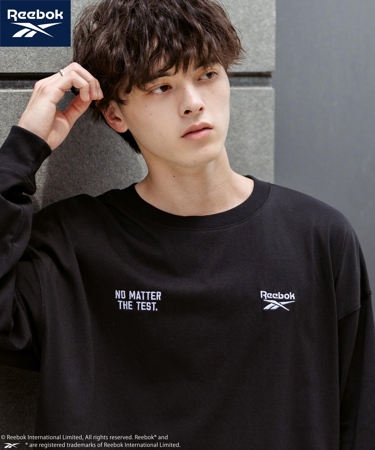 ロッキーモンロー Rocky Monroe Reebok リーボック Tシャツ 長袖 メンズ カットソー オーバーサイズ ラグラン ロゴ刺繍 シンプル カジュアル ストリート スポーティー 14835 （ブラック） ブラック