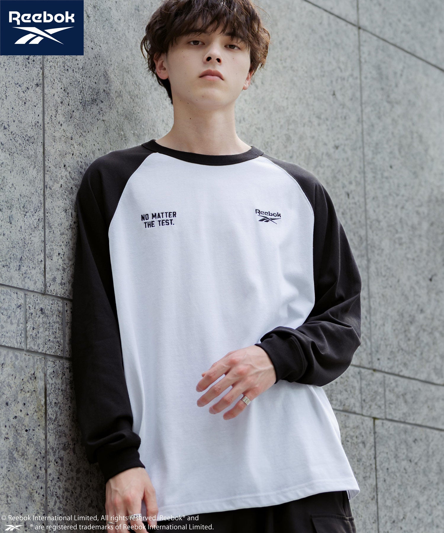 ロッキーモンロー Rocky Monroe Reebok リーボック Tシャツ 長袖 メンズ カットソー オーバーサイズ ラグラン ロゴ刺繍 シンプル カジュアル ストリート スポーティー 14835 （ブラック） ブラック